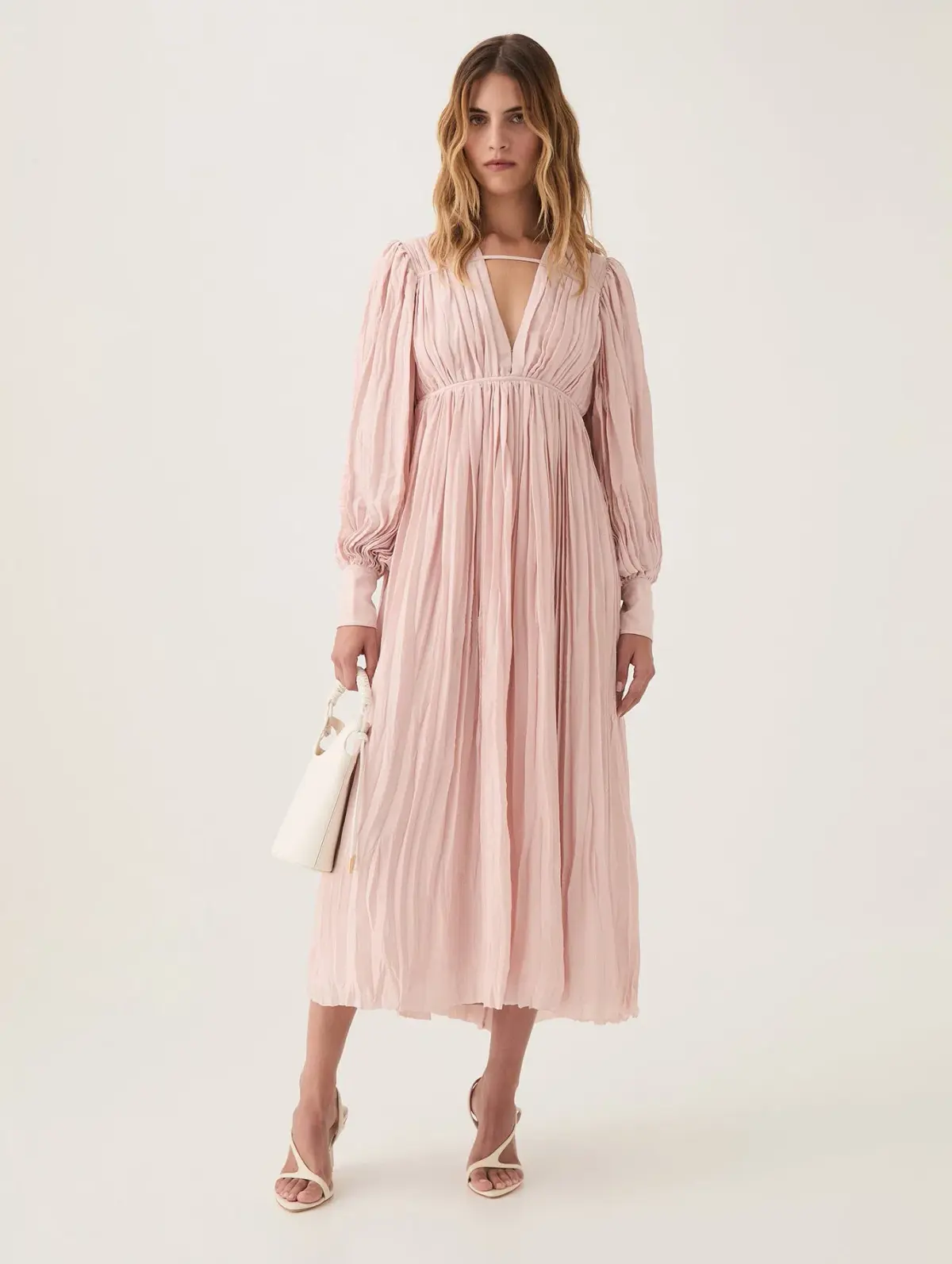Aje Catalyst Pleated Midi Dress Blush Pink Size AU 14  - Image 1