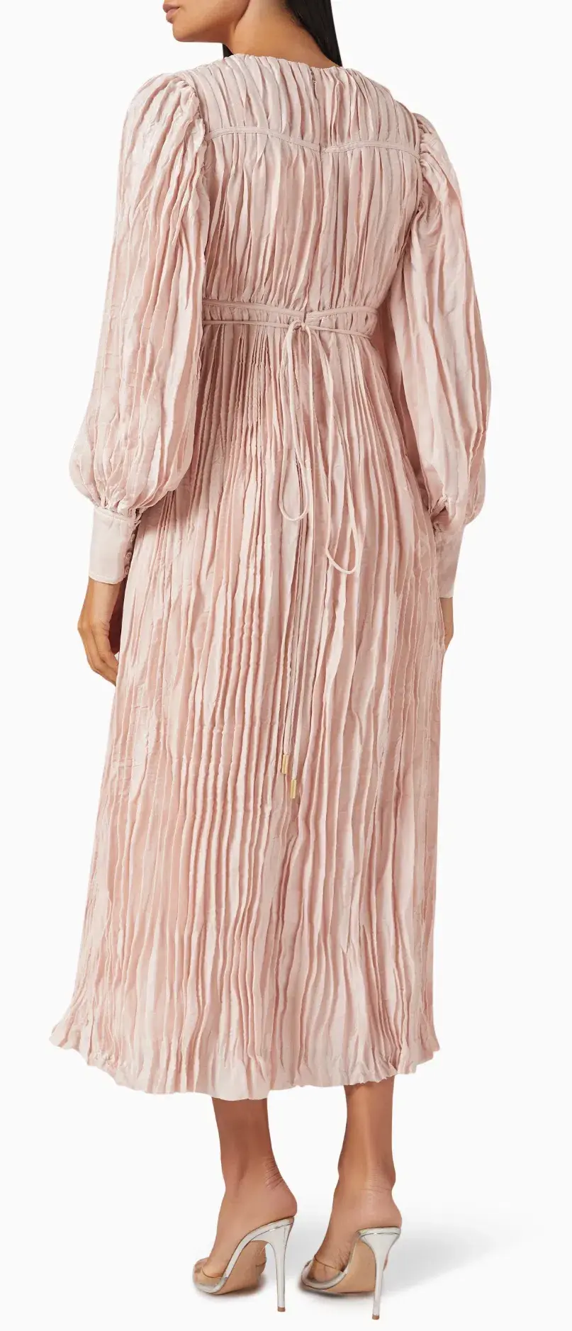 Aje Catalyst Pleated Midi Dress Blush Pink Size AU 14  - Image 4