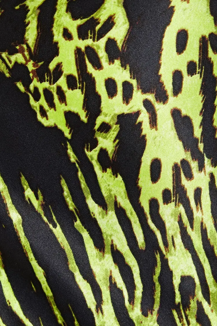 Ganni Silk Blend Satin Maxi Dress in Green Tiger Print Size M / AU 10 - Image 3