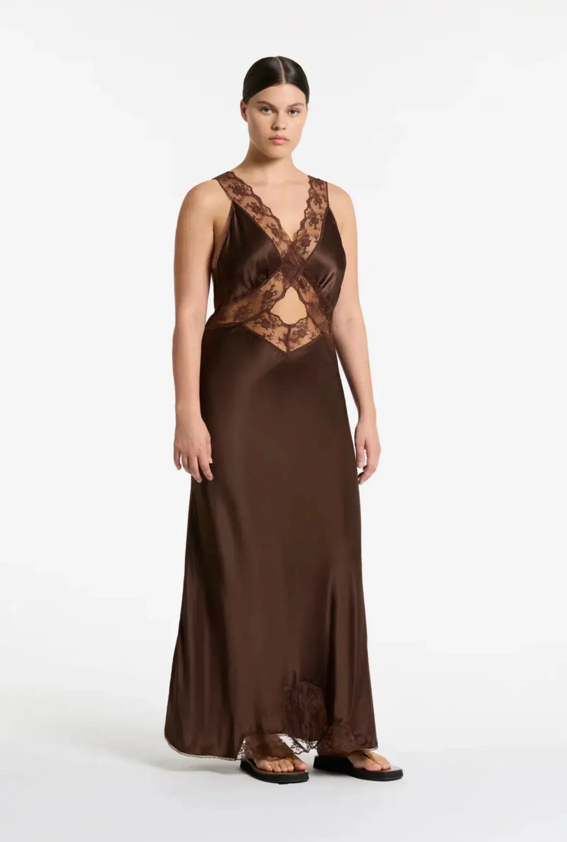Sir the Label Aries Cut Out Lace Gown Chocolate Brown Size 3 / AU 12 - Image 2
