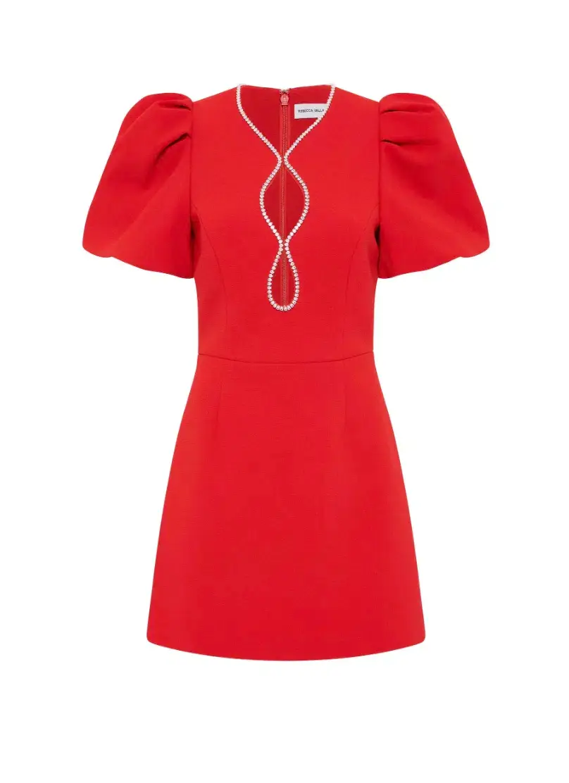 Rebecca Vallance Karina Puff Sleeve Mini Dress Red Size 8 - Image 2