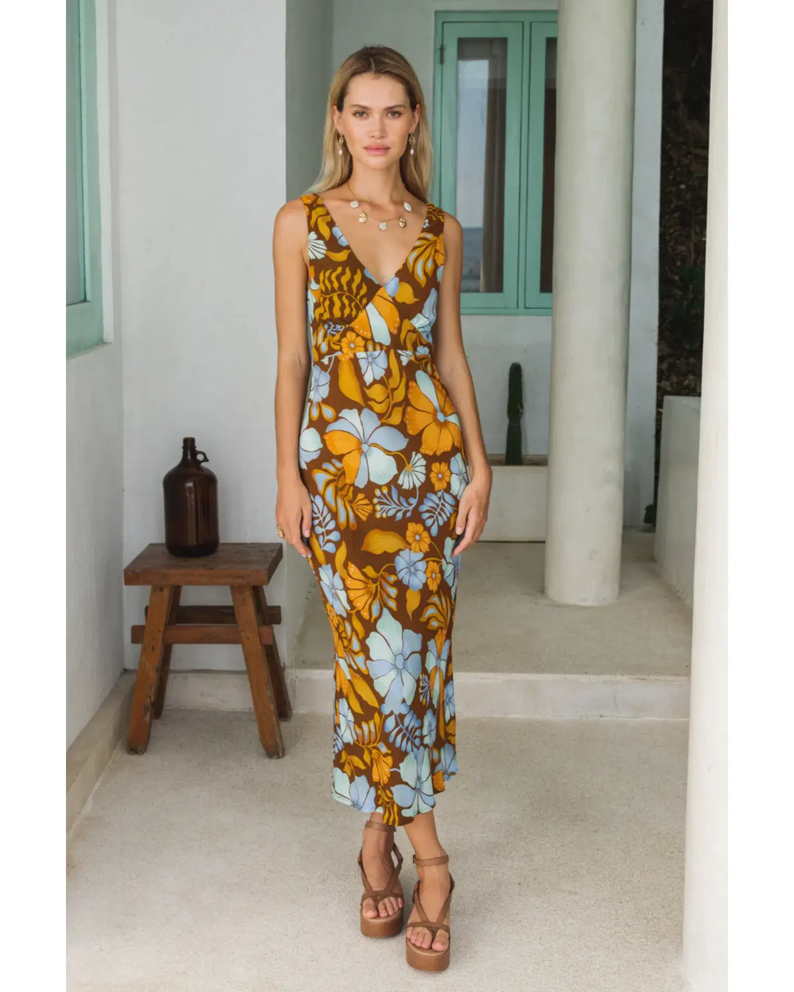 Nine Lives Bazaar Sara Bias Midi Dress Bamboo Size AU 10 - Image 4