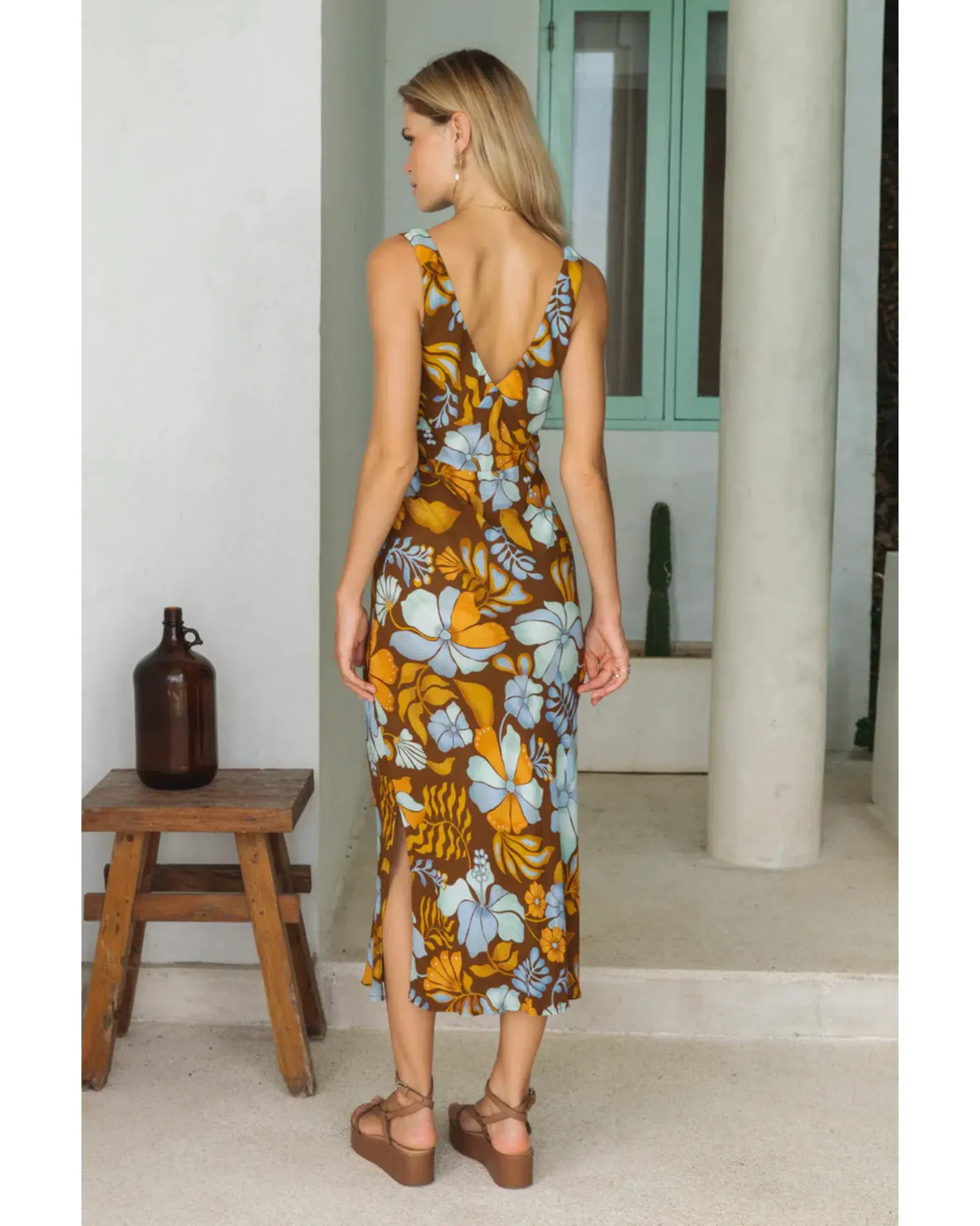Nine Lives Bazaar Sara Bias Midi Dress Bamboo Size AU 14 - Image 3