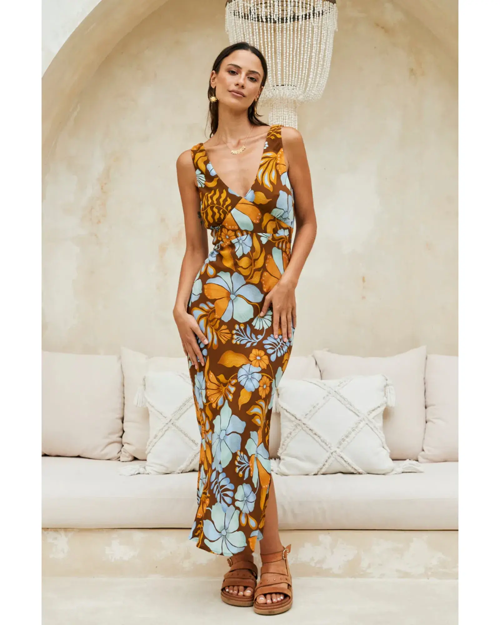 Nine Lives Bazaar Sara Bias Midi Dress Bamboo Size AU 14 - Image 1