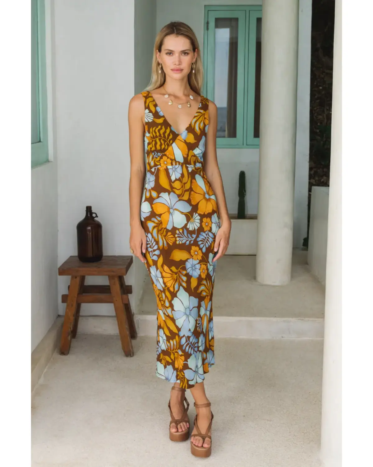 Nine Lives Bazaar Sara Bias Midi Dress Bamboo Size AU 14 - Image 4