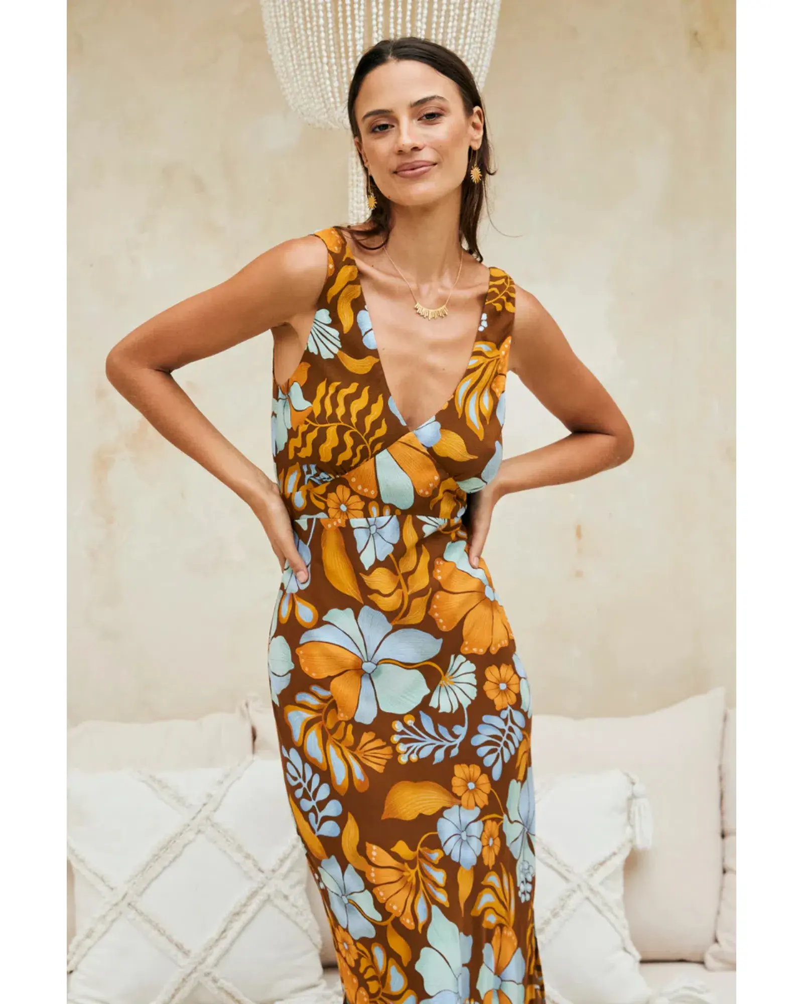 Nine Lives Bazaar Sara Bias Midi Dress Bamboo Size AU 14 - Image 2