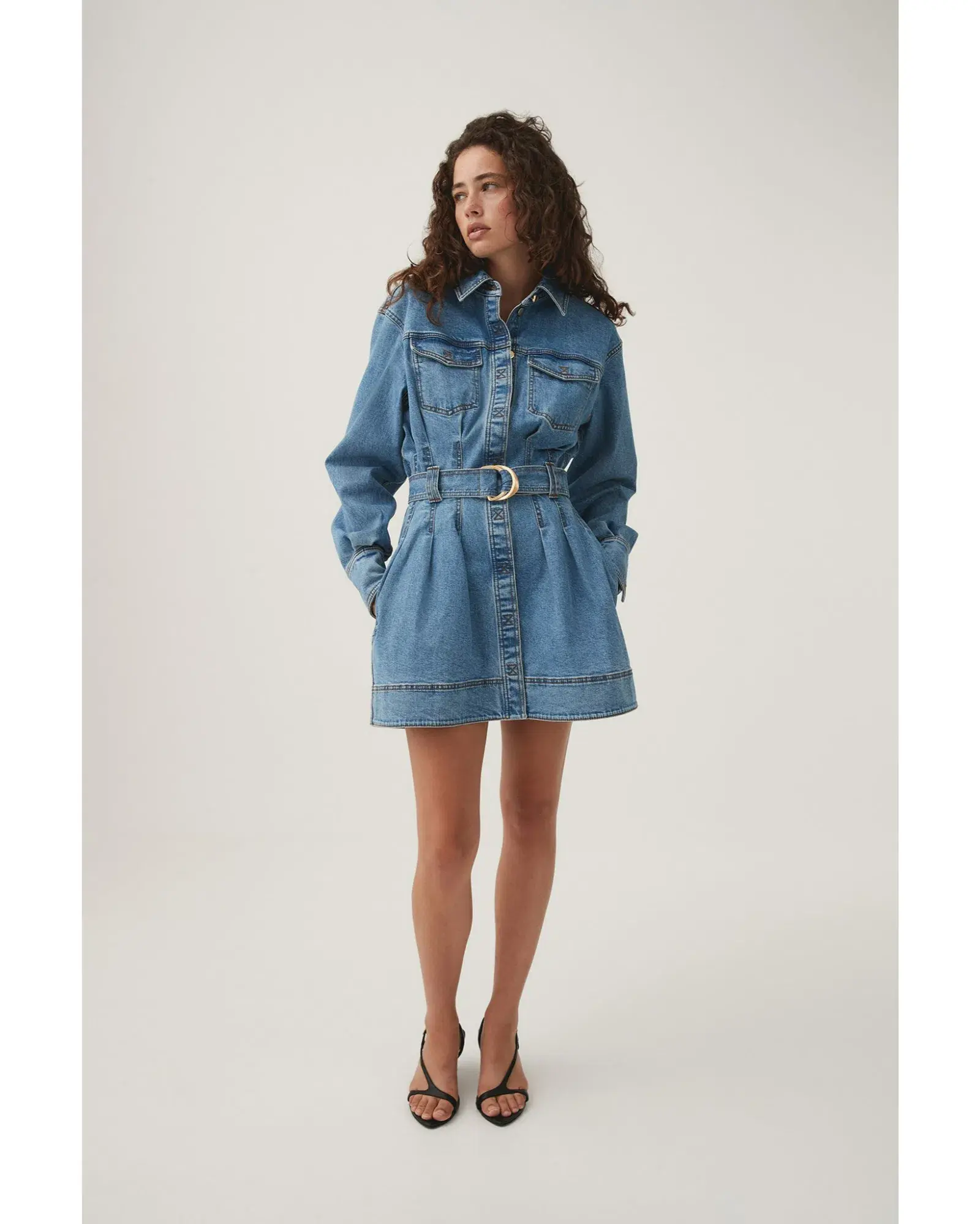 Aje Aradia Denim Mini Dress Classic Wash Size AU 4 - Image 1