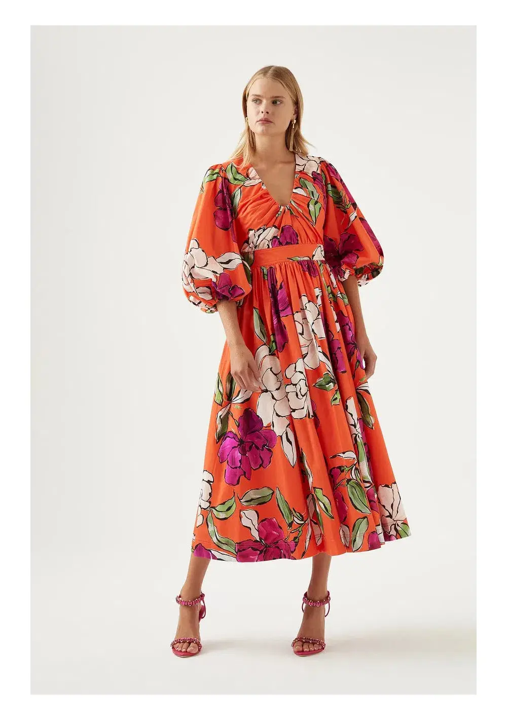 Aje Marlene Midi Dress Floral Size 8 - Image 1