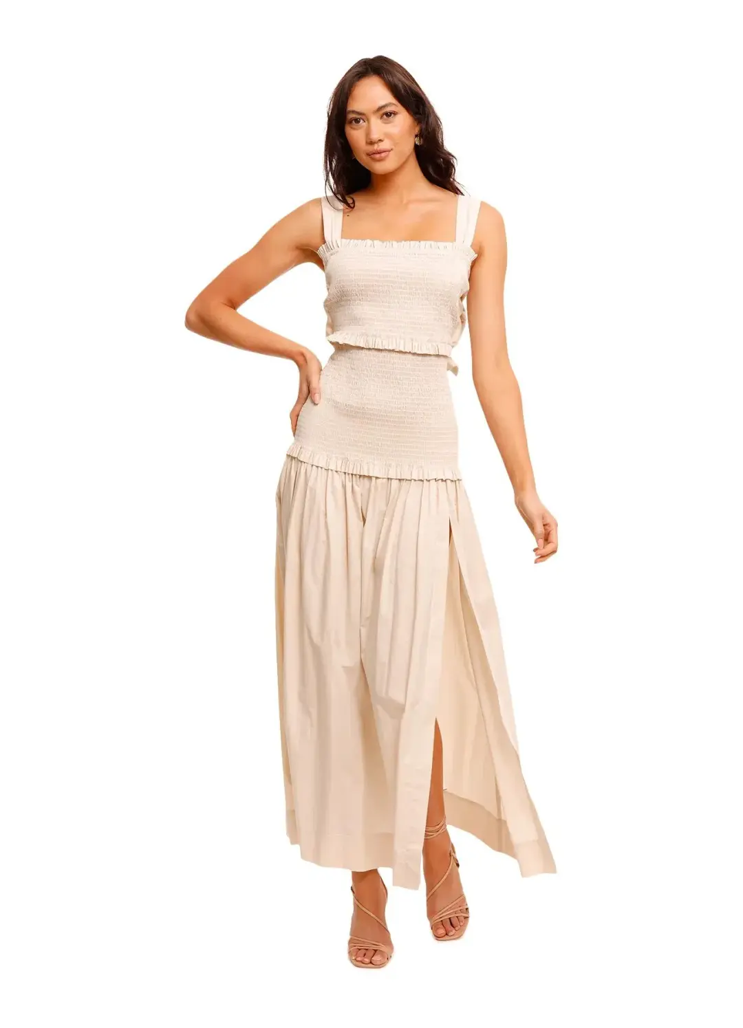 Bec & Bridge Minou Maxi Dress Beige Size 8 for rent on The Volte - main image