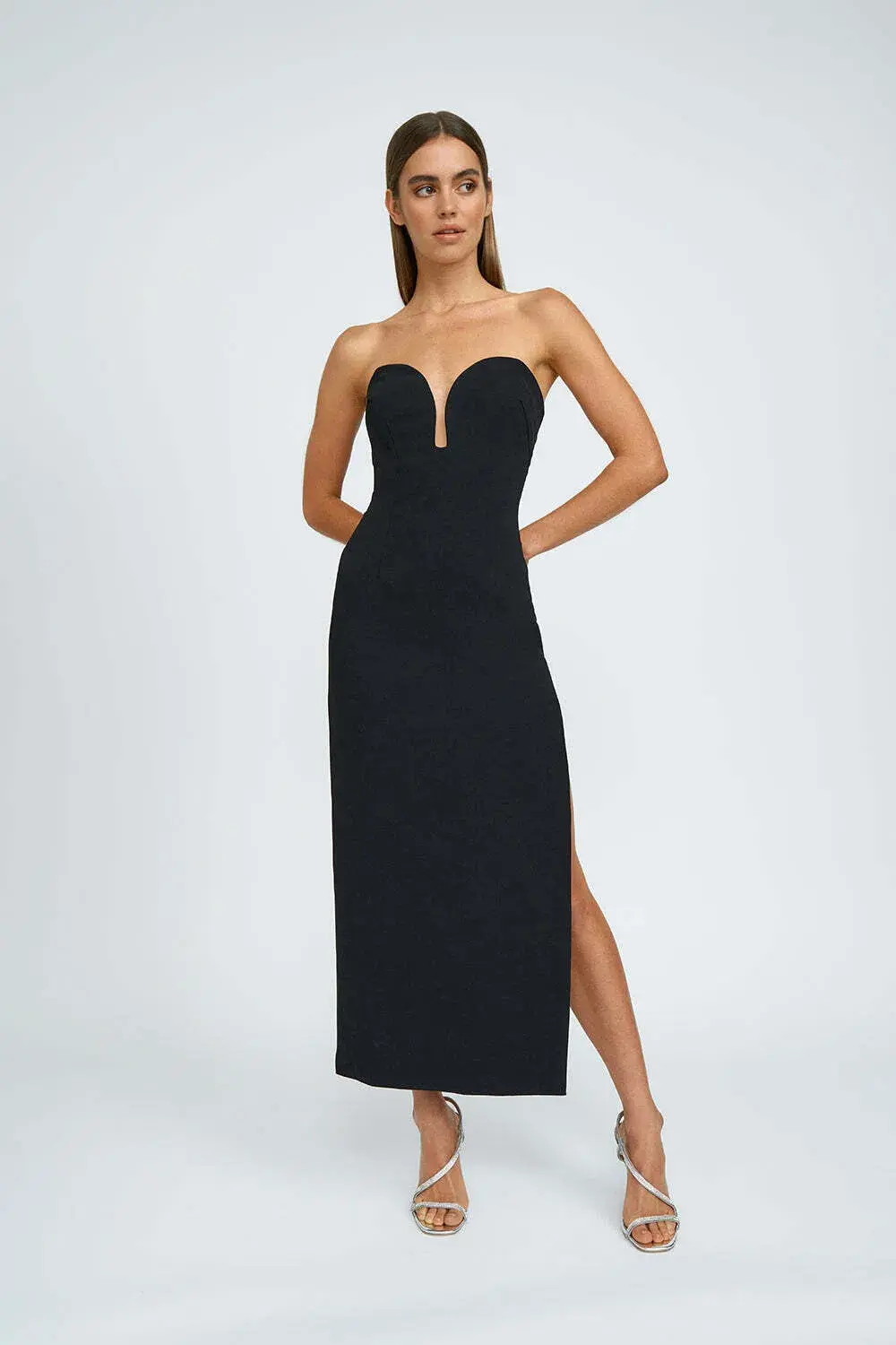 By Johnny Ginny Scoop Split Midi Dress Black Size 8 - Image 1