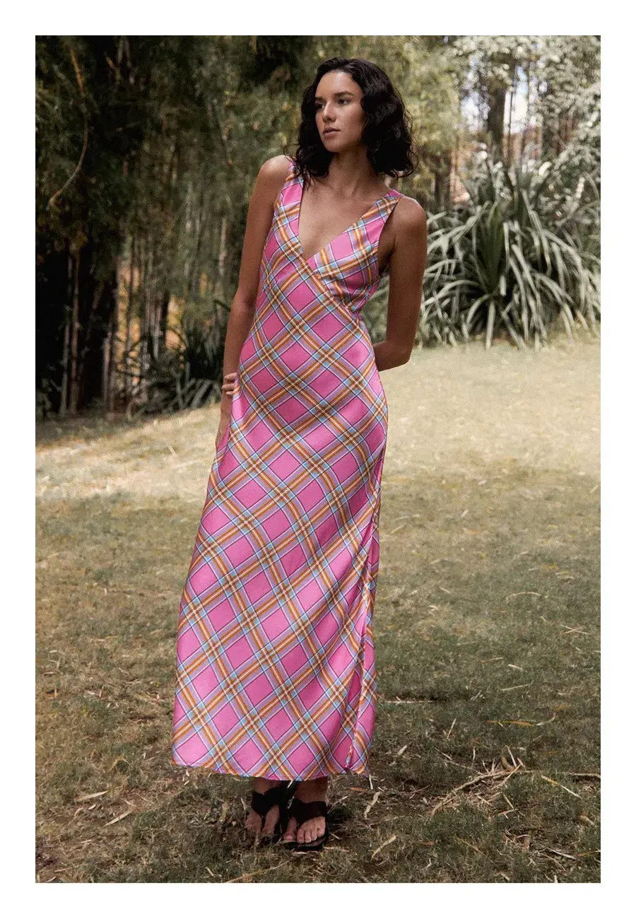 Steele Eadie Dress Pink Check Size 8 - Image 1