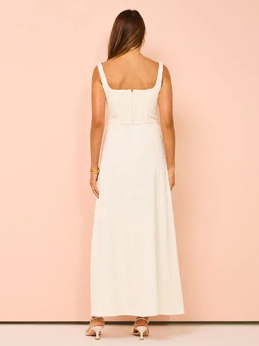 Issy Cupped Rib Maxi Dress In Off White Size 14 - Image 2
