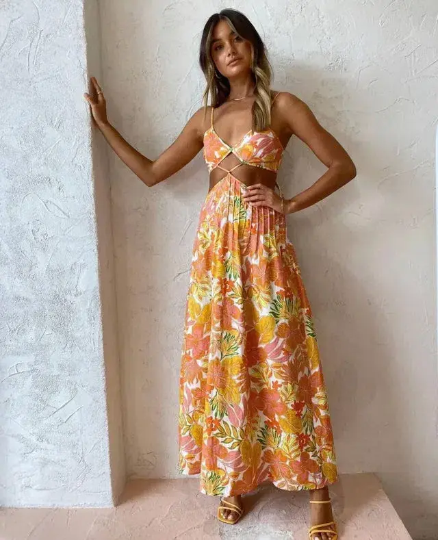 Issy Citrus Maxi Dress in Aloha Print Size 6 for rent on The Volte - main image