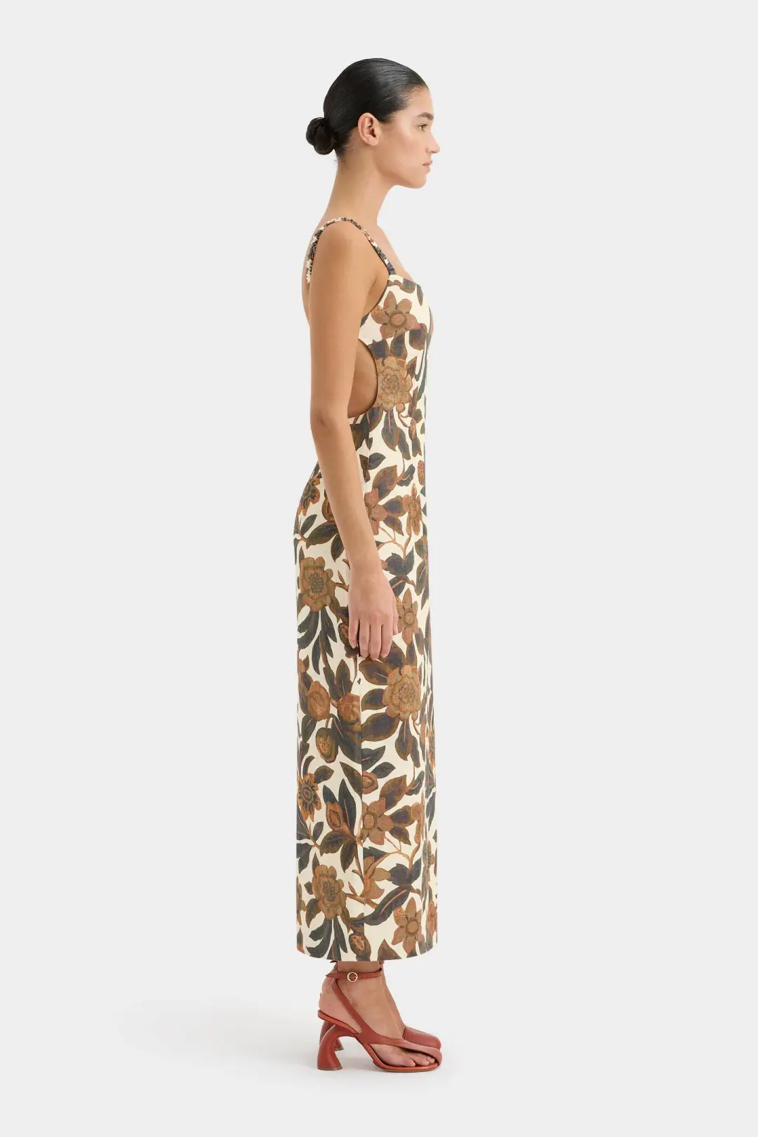 Sir the Label Primrose Ruched Midi Dress Ivory Tapestry Floral Size 0 / AU 6 for rent on The Volte - main image