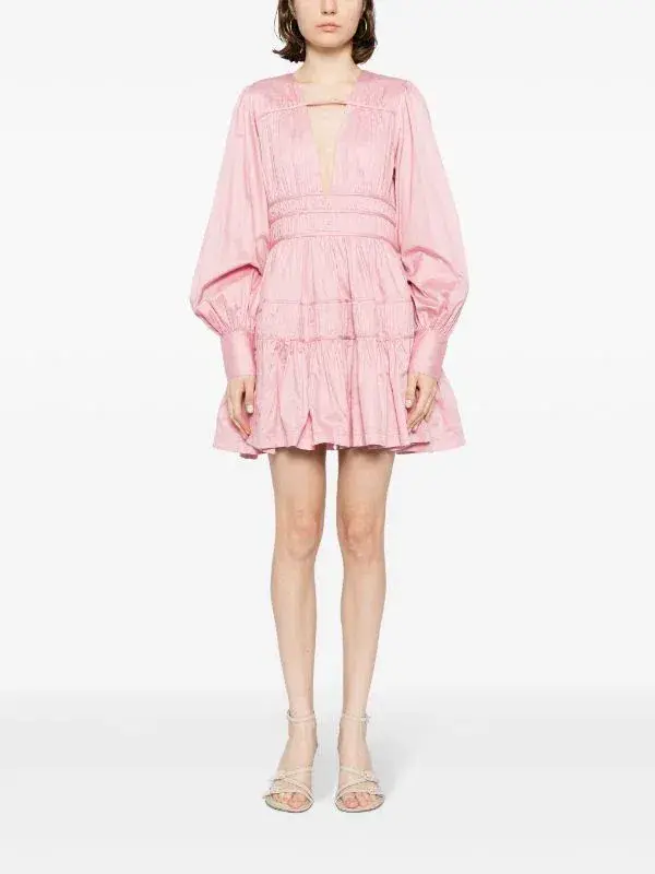 Aje Fallingwater Ruched Mini Dress Chalk Pink Size 8 - Image 5