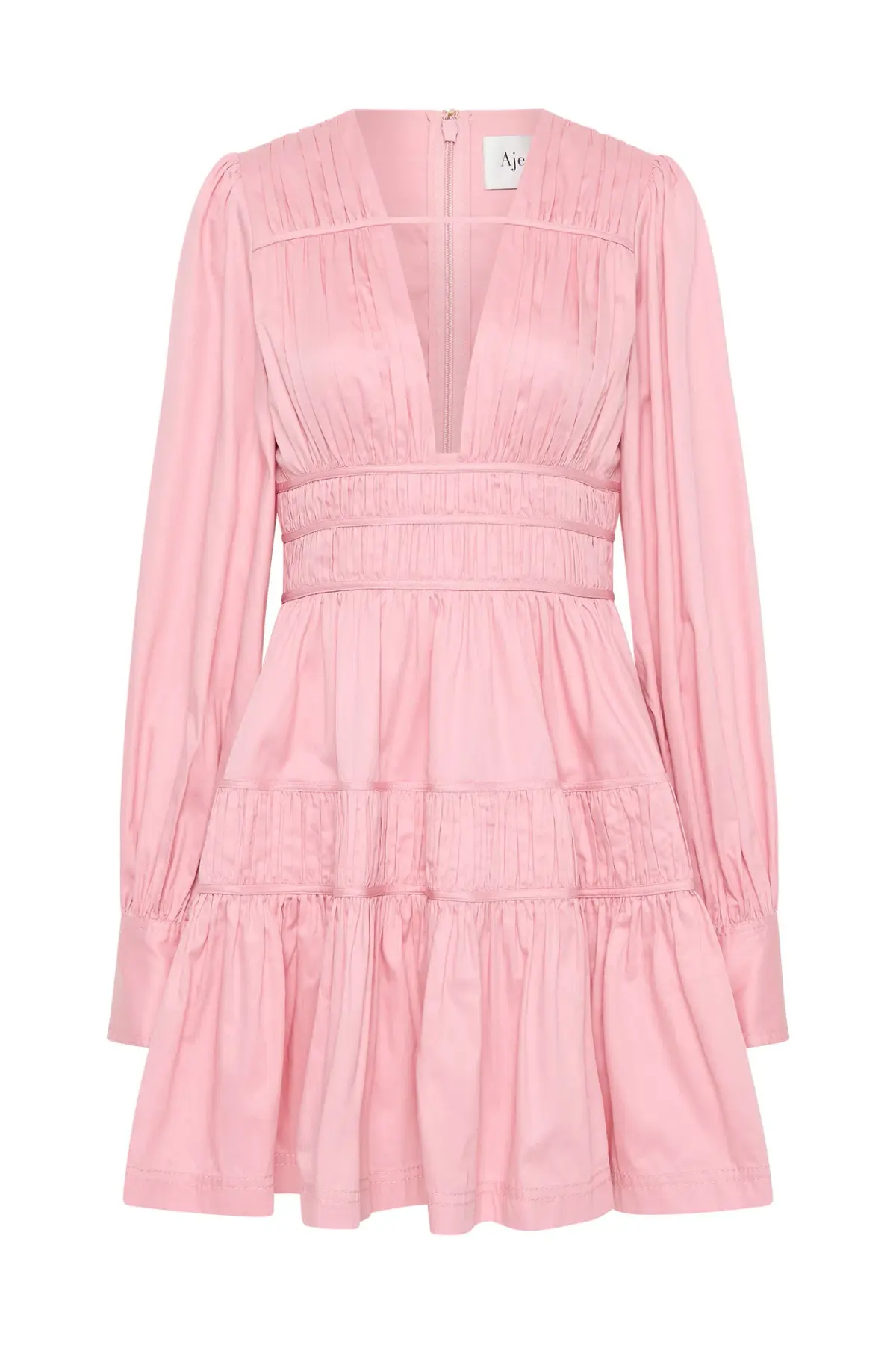 Aje Fallingwater Ruched Mini Dress Chalk Pink Size 8 - Image 8
