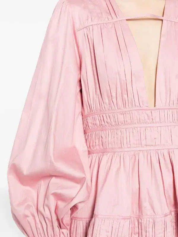 Aje Fallingwater Ruched Mini Dress Chalk Pink Size 8 - Image 6