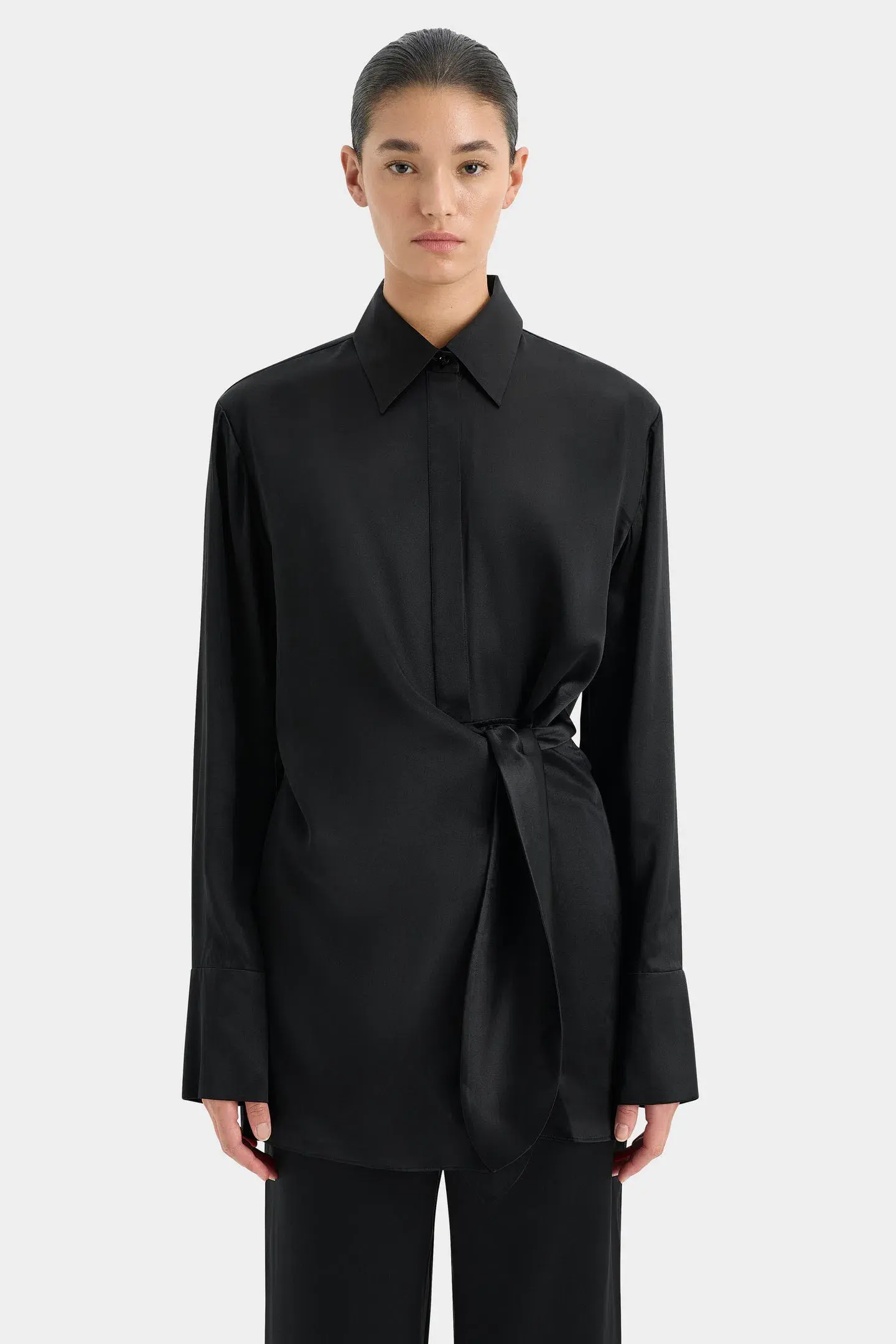 Sir the Label Sorrento Shirt Dress and Pant Set in Black Size AU 10 - Image 2