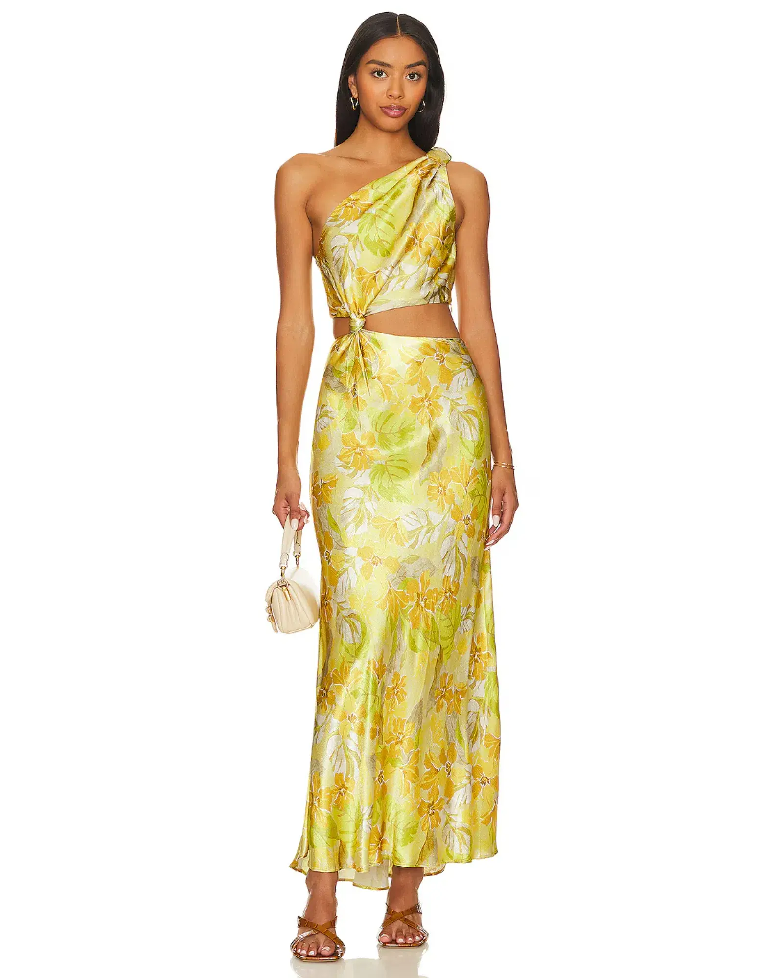Bec & Bridge Harper One Shoulder Maxi Dress Citrus Floral AU 8 - Image 1