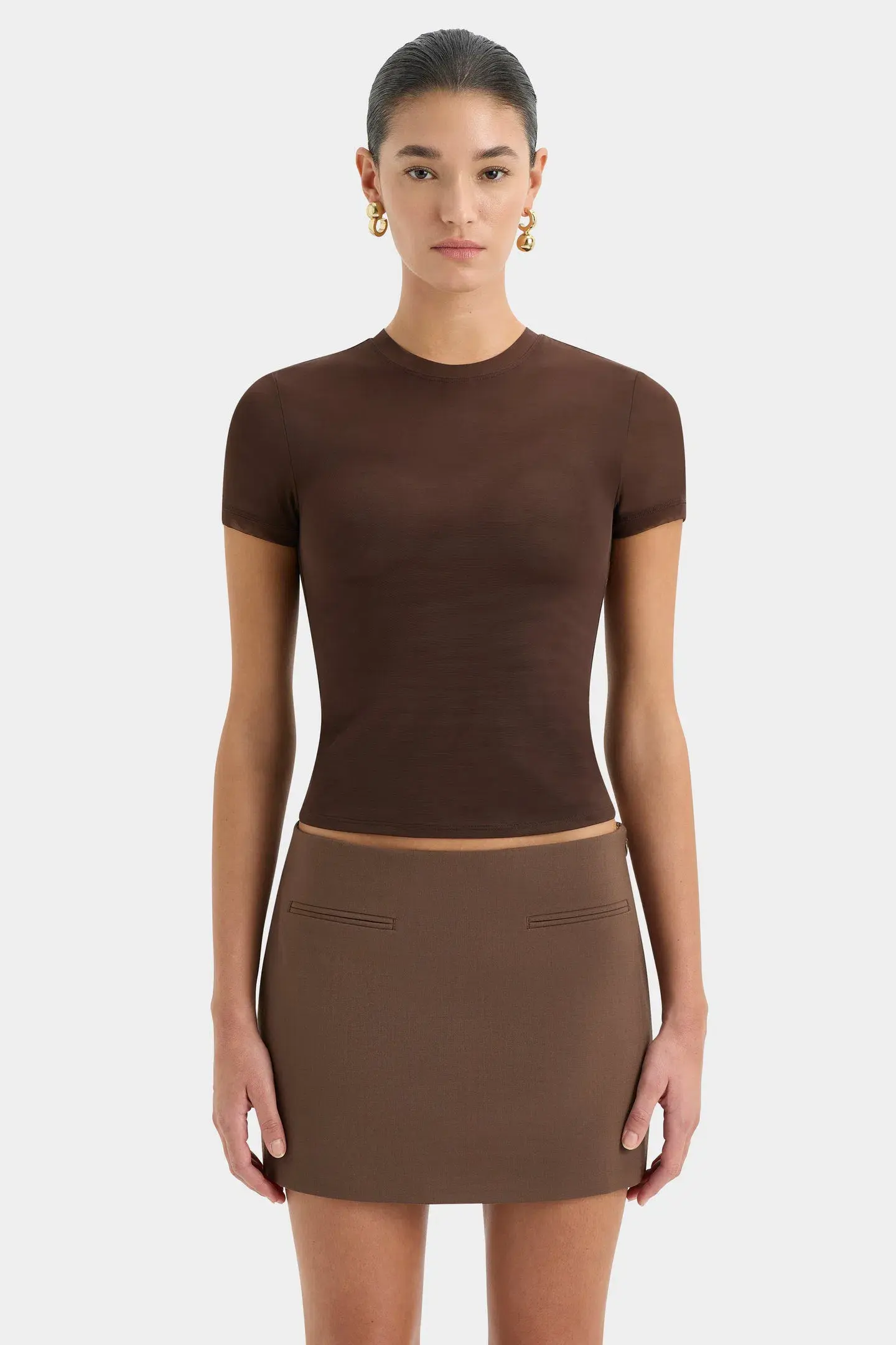 Sir the Label Bromley Tailored Blazer, Mini Skirt and Bodice Set Chocolate Size AU 8 - Image 6