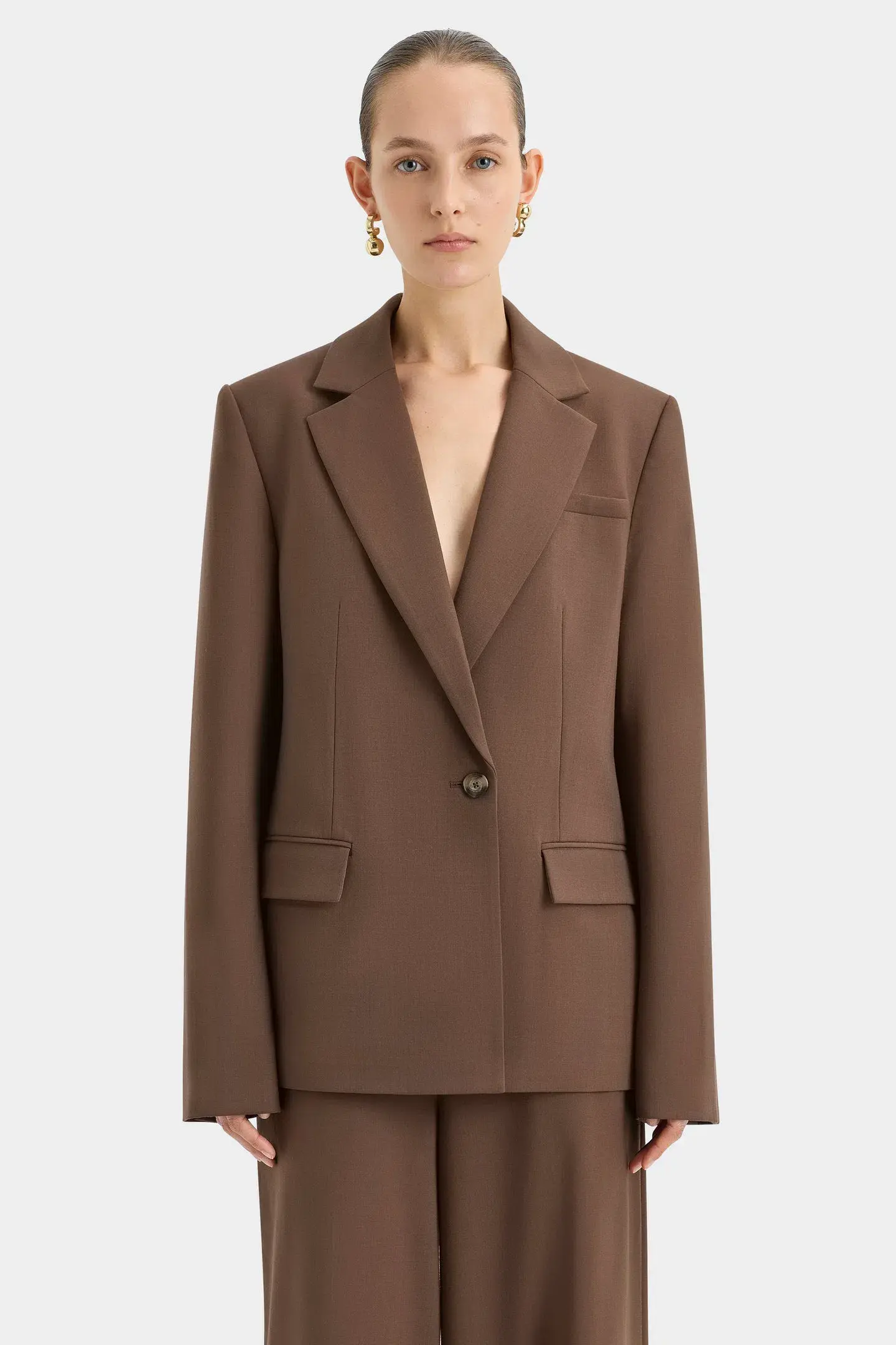 Sir the Label Bromley Tailored Blazer, Mini Skirt and Bodice Set Chocolate Size AU 8 - Image 2