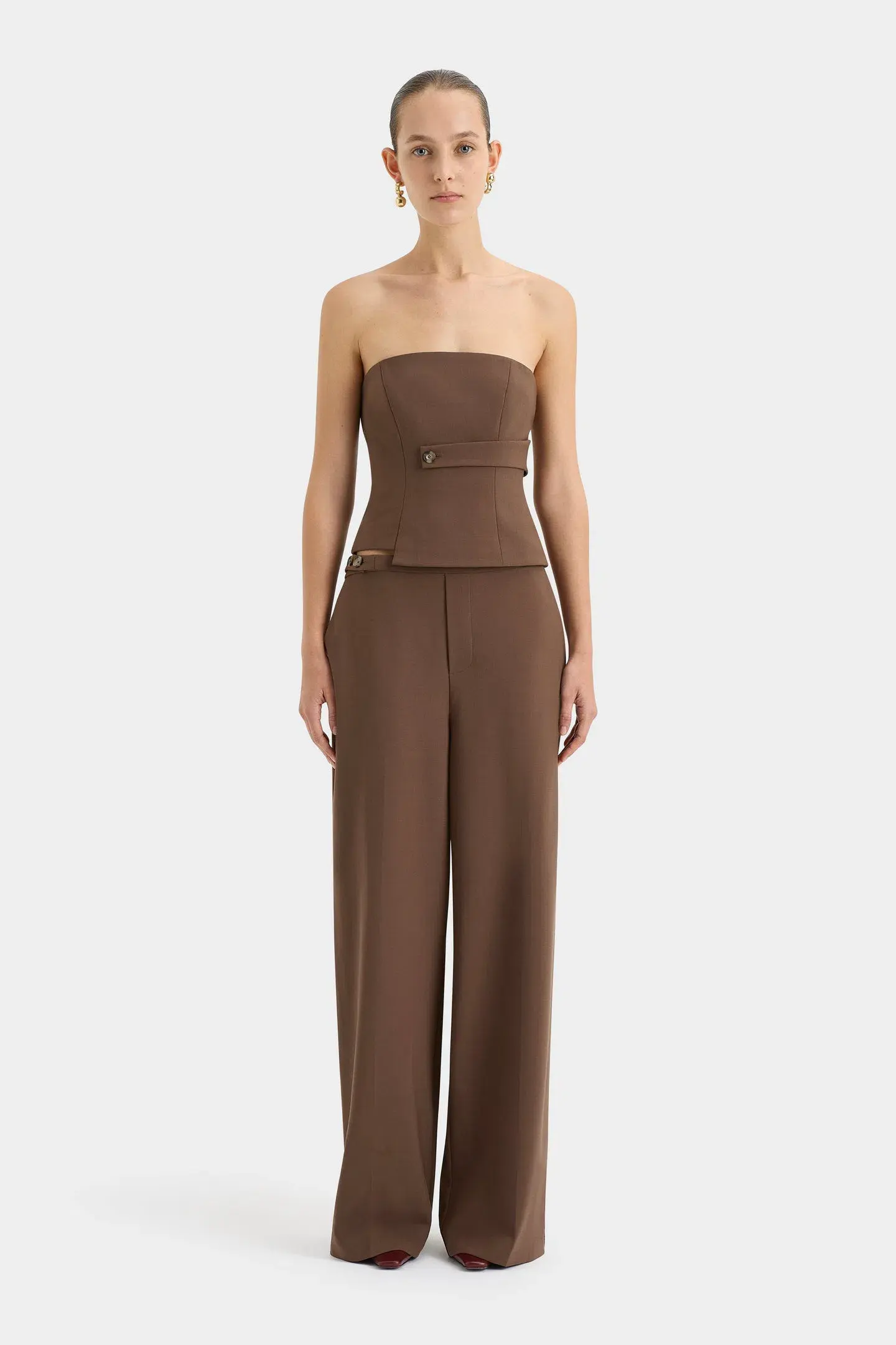 Sir The Label Bromley Bodice and Pant Set in Chocolate Size 1 / AU 8  - Image 1