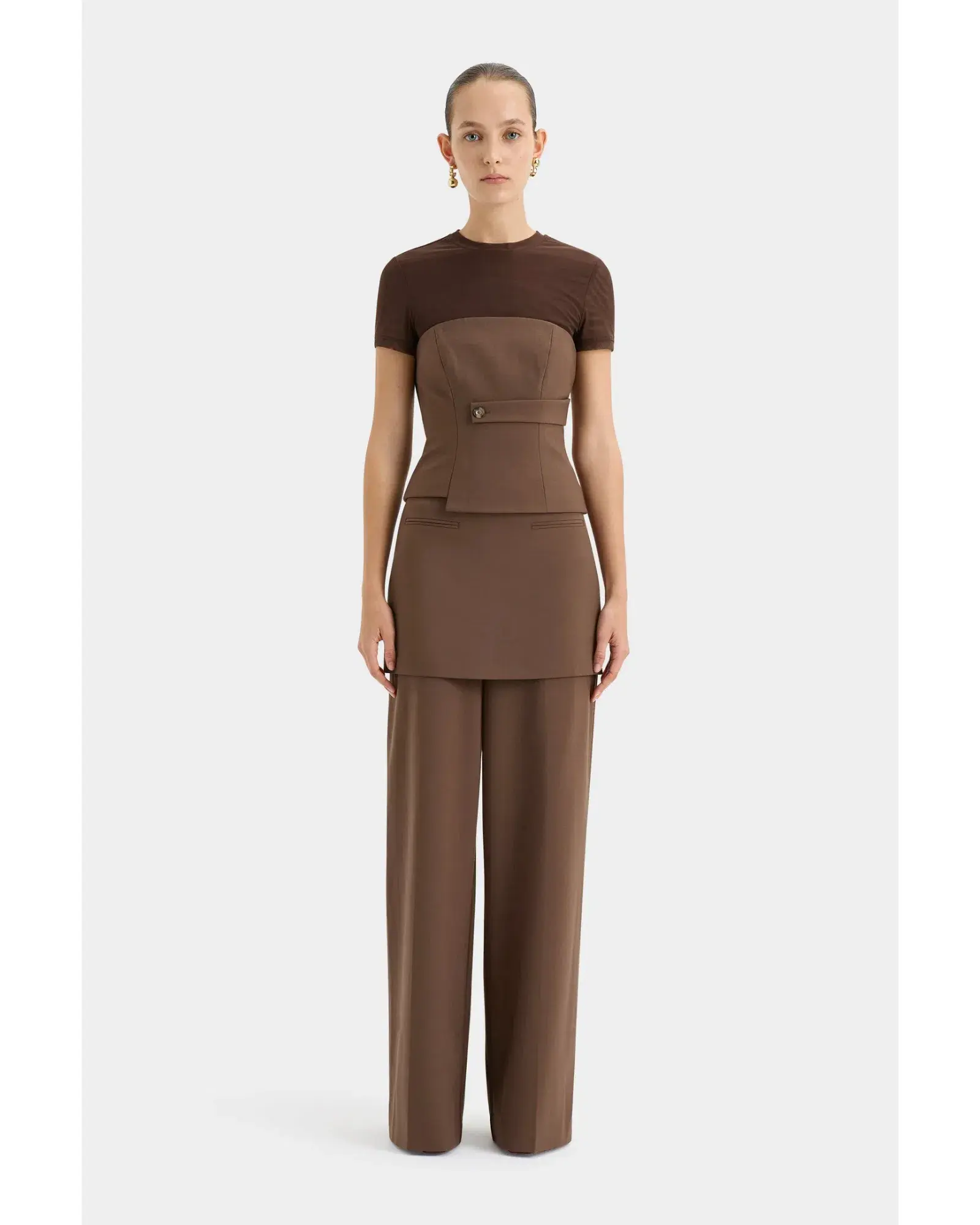 Sir The Label Bromley Bodice and Mini Skirt in Set Chocolate Size AU 8 - Image 1