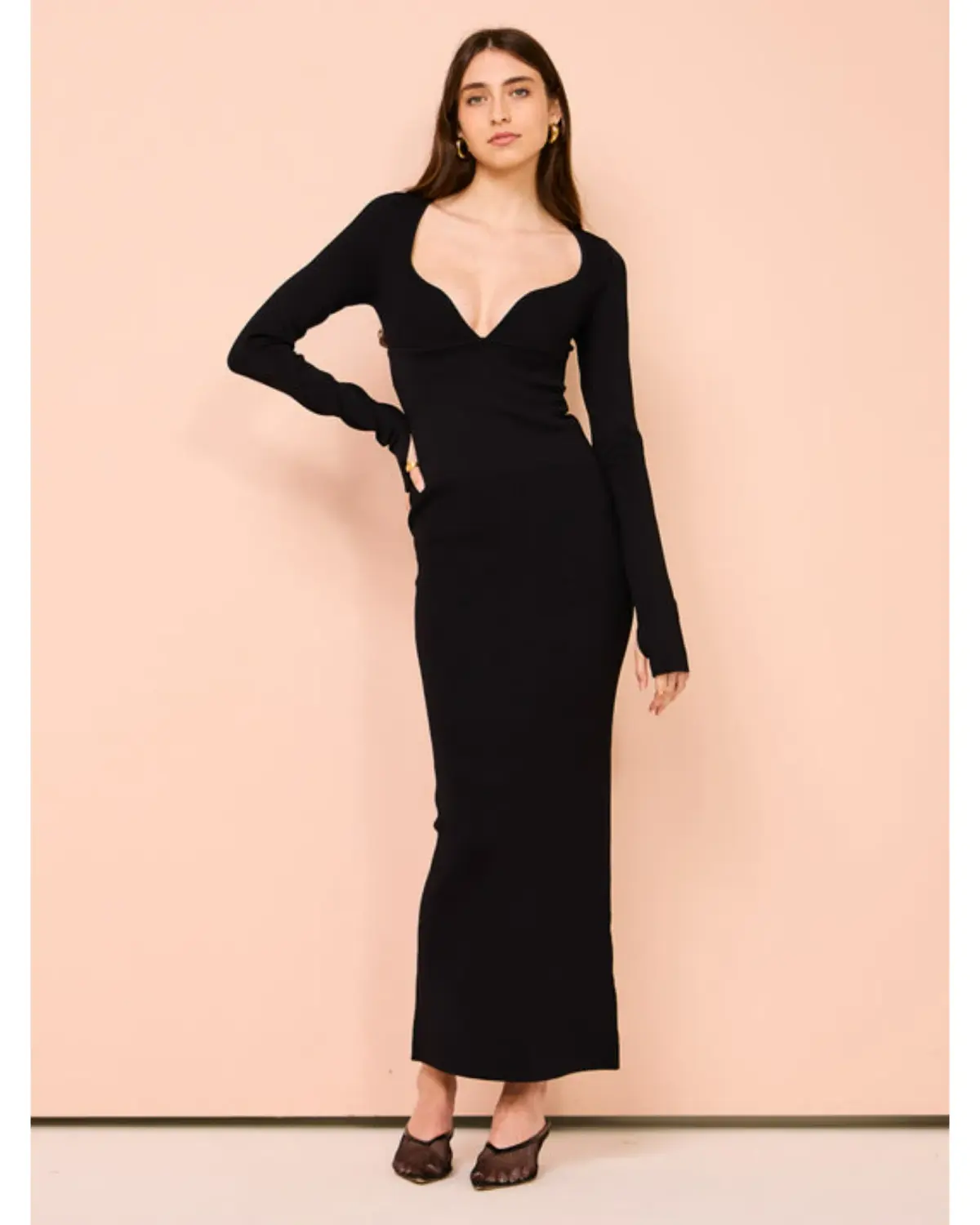 Sir the Label Helena Long Sleeve Midi Dress In Black Size 1 / AU 8 - Image 1