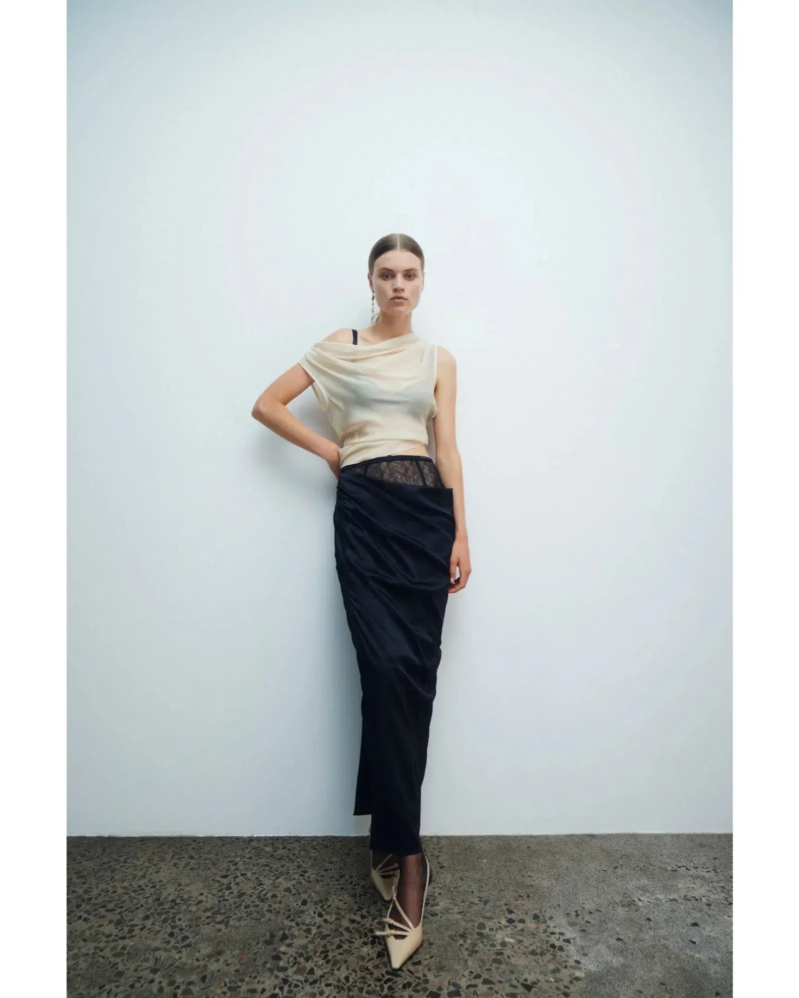Sir The Label Dunya Skirt, Crop and Drape Cowl Top Set Black Size 0 / AU 6 - Image 2