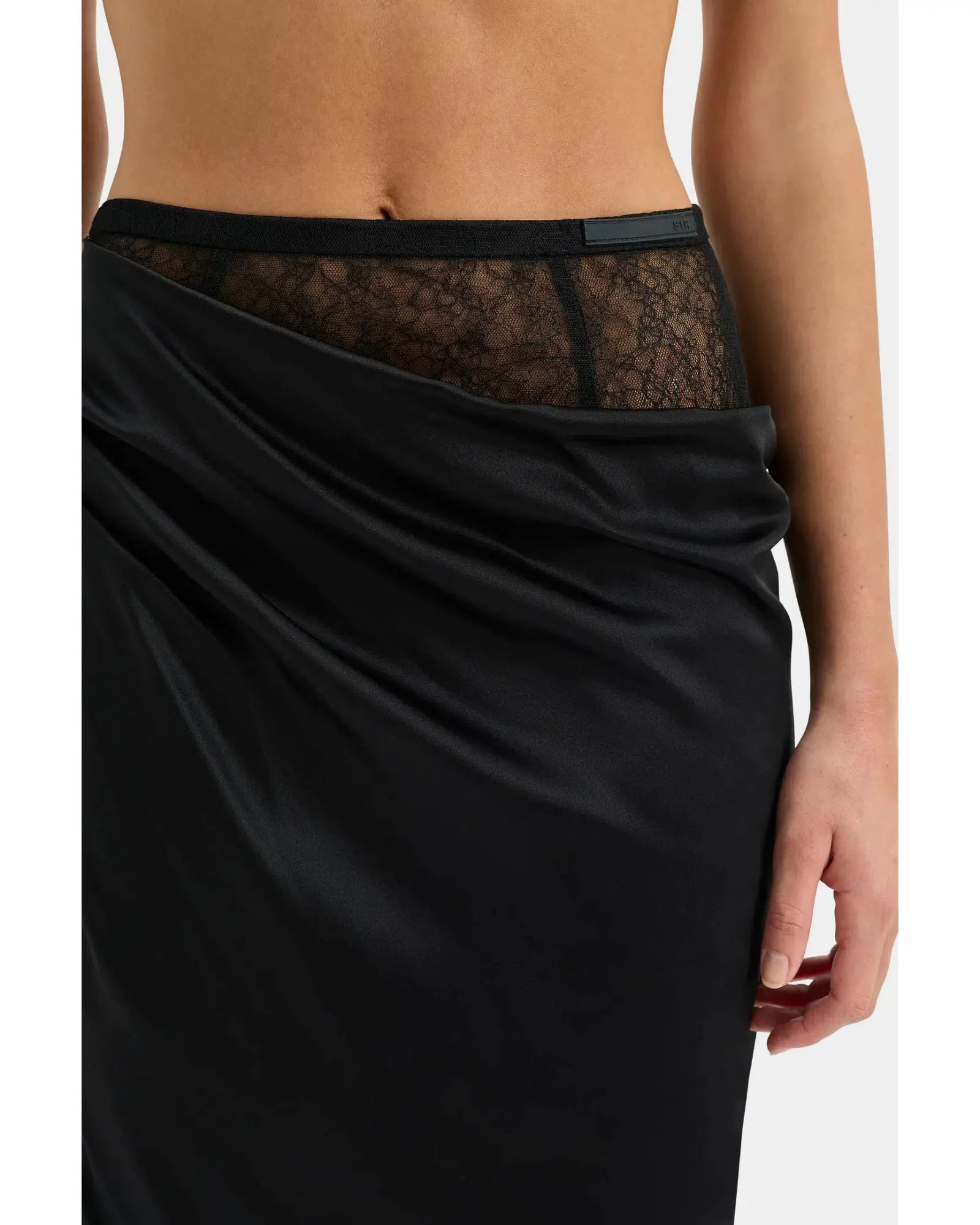 Sir The Label Dunya Skirt, Crop and Drape Cowl Top Set Black Size 0 / AU 6 - Image 5