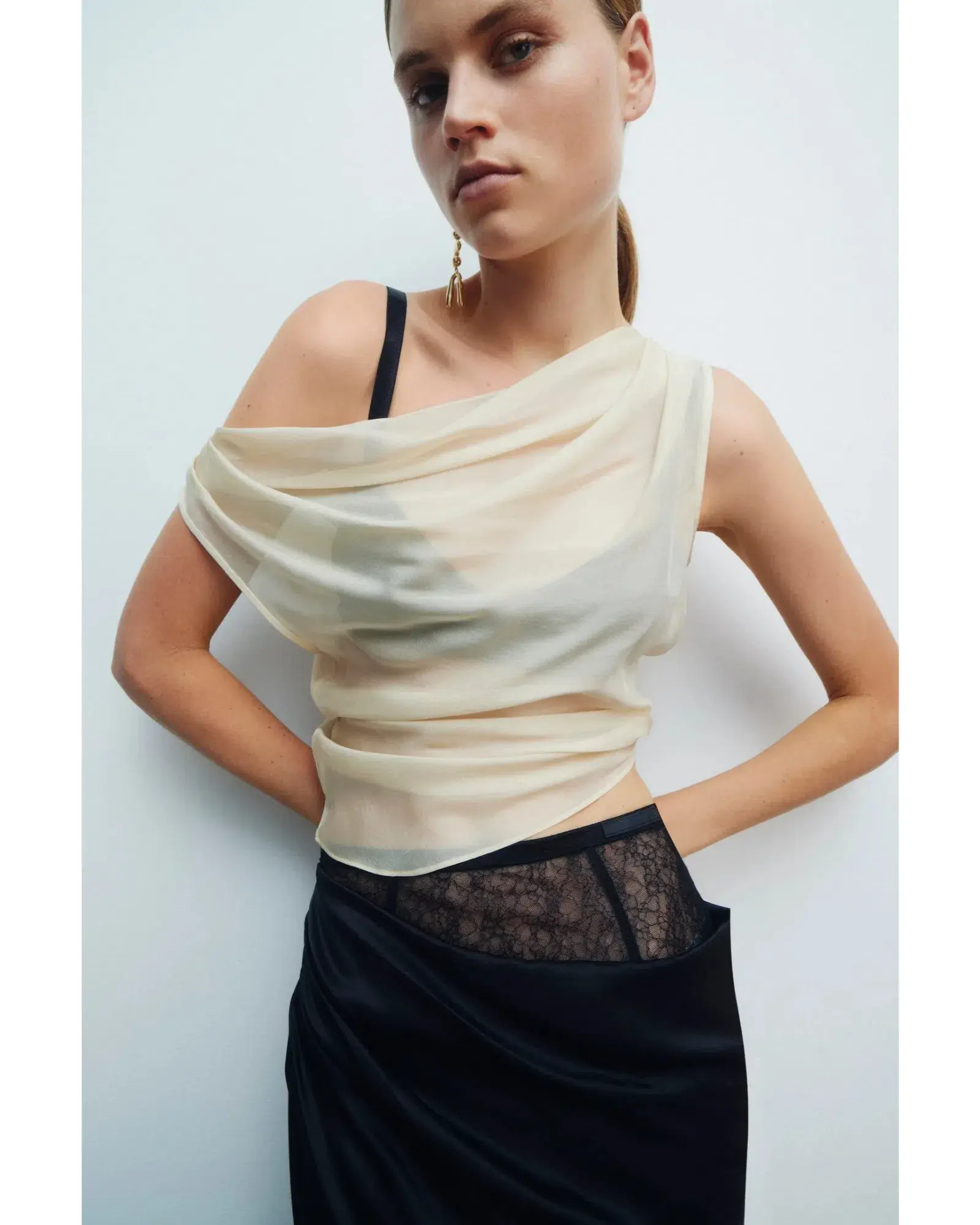 Sir The Label Dunya Skirt, Crop and Drape Cowl Top Set Black Size 0 / AU 6 - Image 8