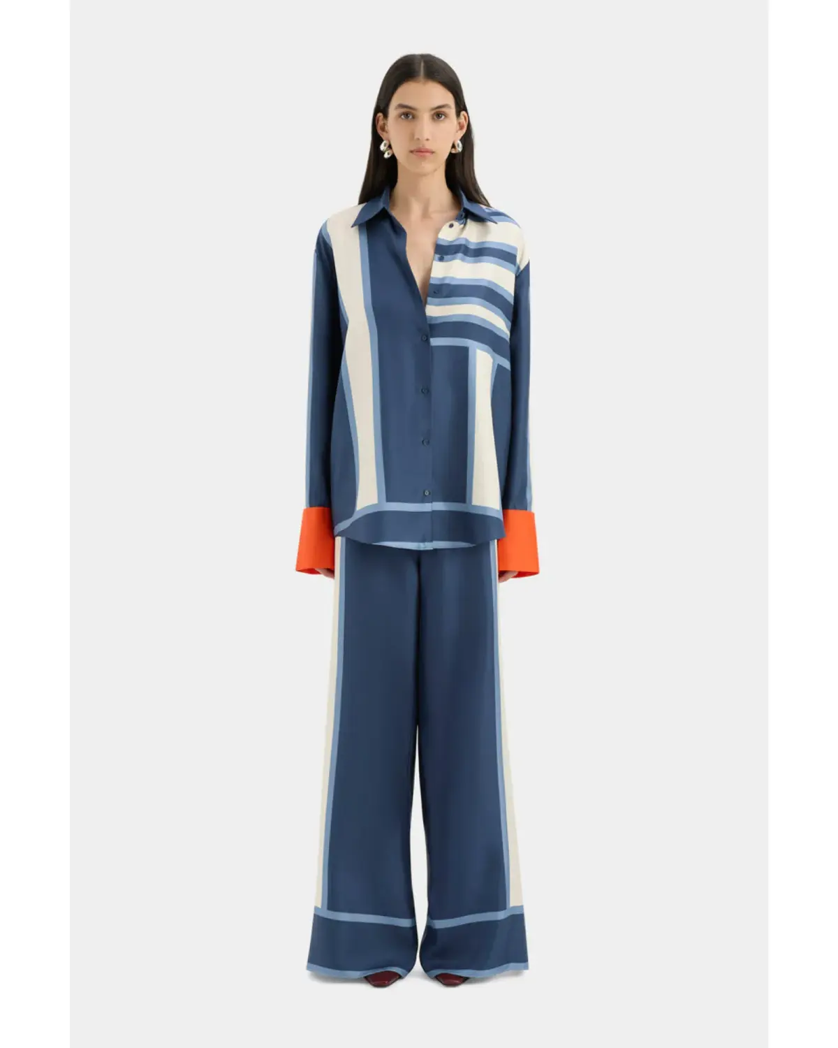 Sir The Label Dazed Shirt Size 0/Au 6 and Relaxed Pant Size 2/Au 10 Set Studio Print  - Image 1