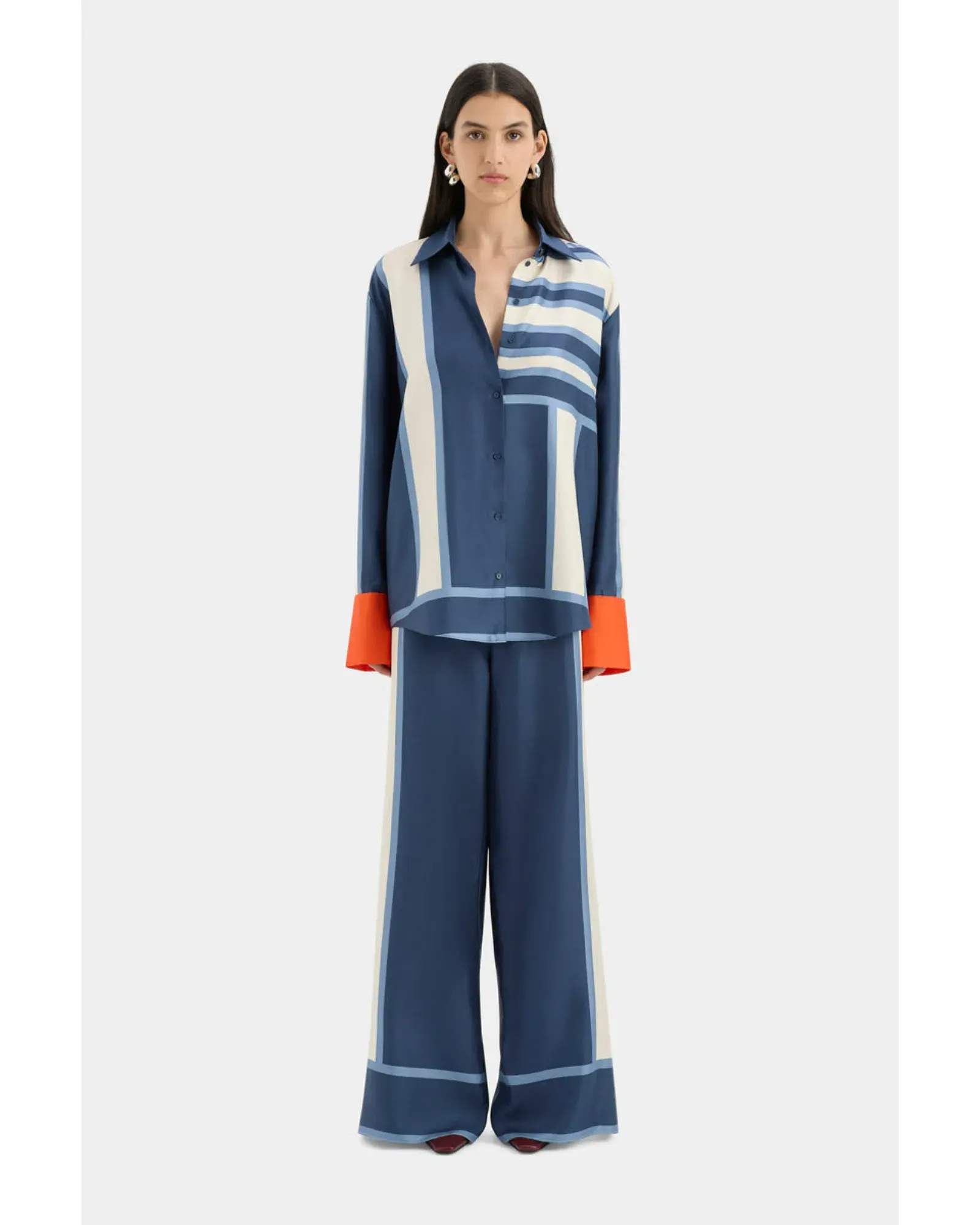 Sir The Label Dazed Shirt Size 0/Au 6 and Relaxed Pant Size 2/Au 10 Set Studio Print  - Image 1