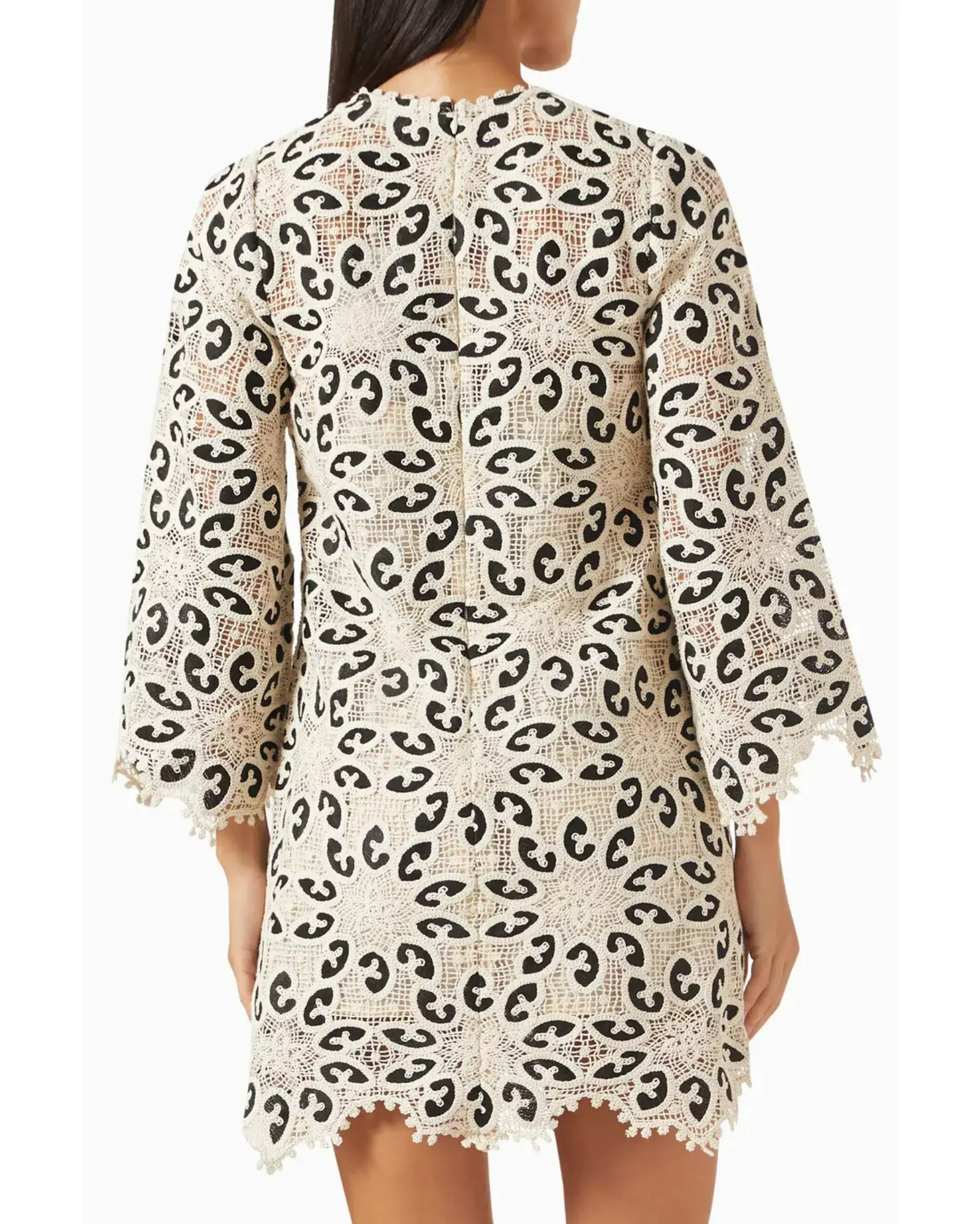 Zimmermann Ottie Lace Mini Dress in Cream/Black Size 0 / AU 8 - Image 3