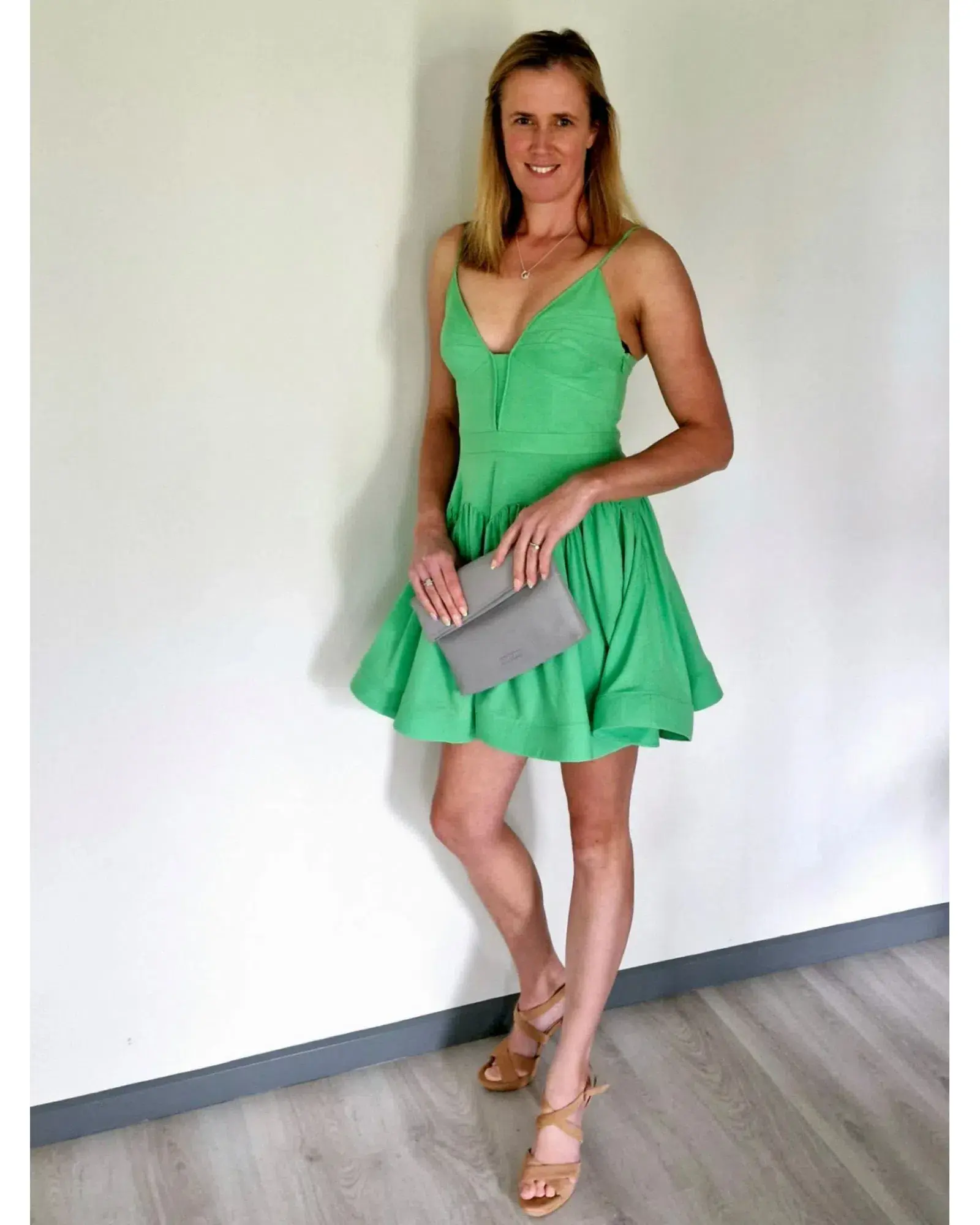 By Johnny Oriana Gather Panel Mini Dress Green Size AU 8 - Image 4