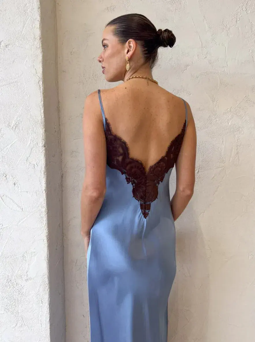 Sir the Label Danseurs Lace Slip Dress Blue Size 1/Au 8 - Image 3