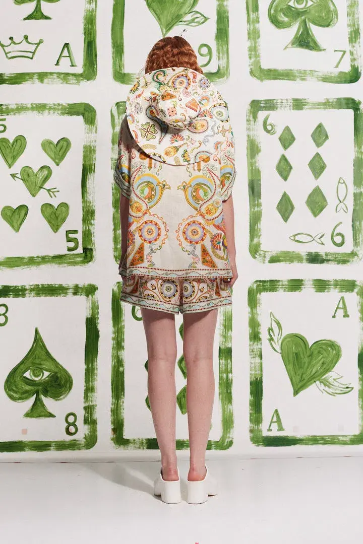 Pinball Linen Shirt and Short Set Multi Print Size 12 - Image 2