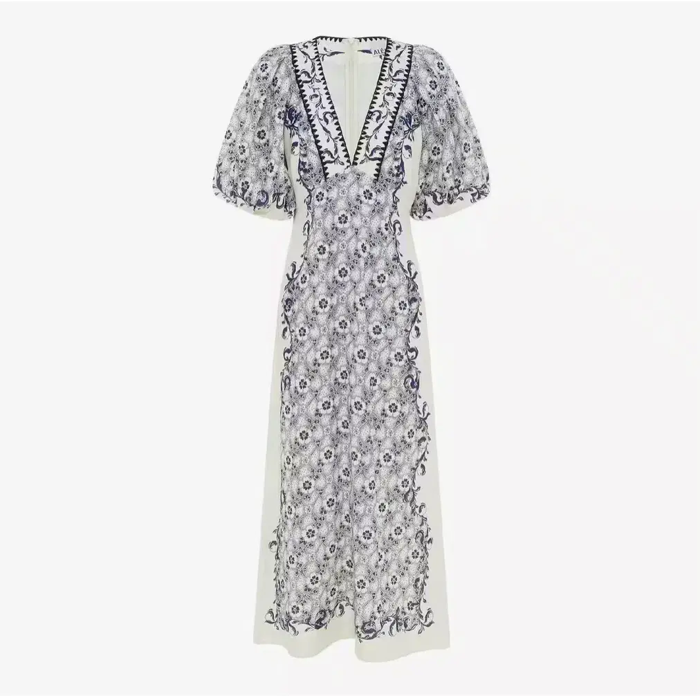 Alemais Airlie Midi Dress White/Blue Floral Size 10 for rent on The Volte - main image