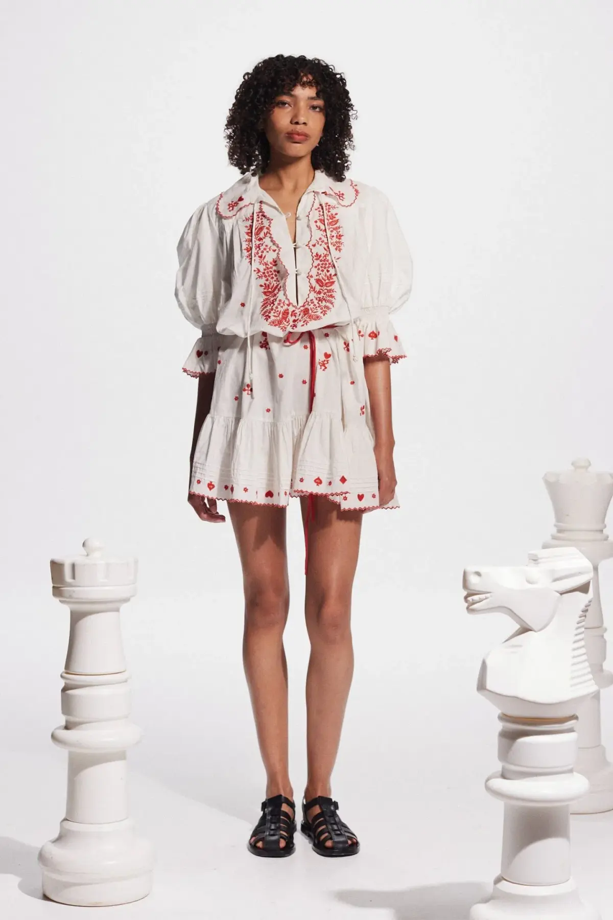 Alemais Hearts Embroidered Mini Dress White Size 16 - Image 1