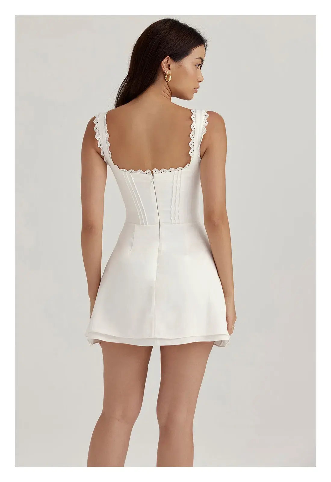 House of CB Tilly Pin Tuck Mini Dress White Size XS/ AU 6 - Image 3