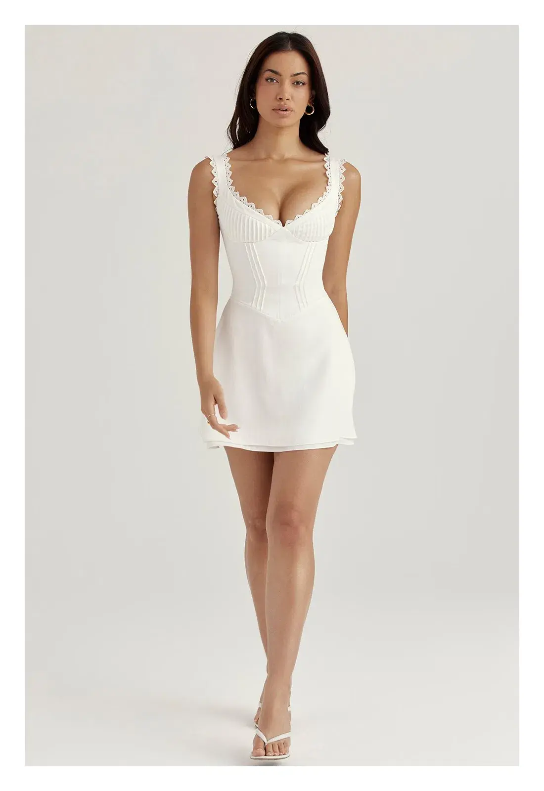 House of CB Tilly Pin Tuck Mini Dress White Size XS/ AU 6 - Image 1