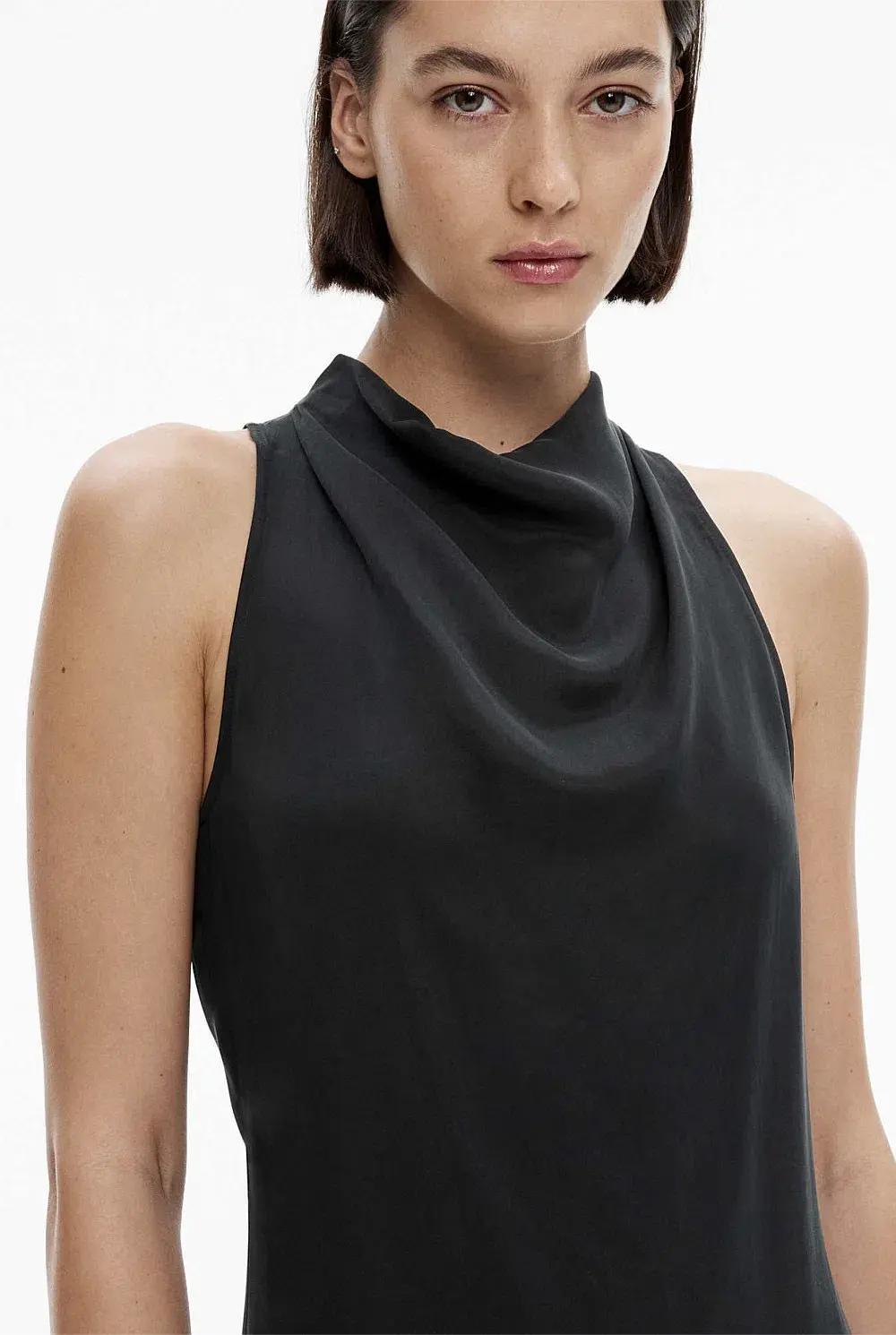 Witchery Cupro Cowl Neck Sleeveless Midi Dress Black Size 6 - Image 2