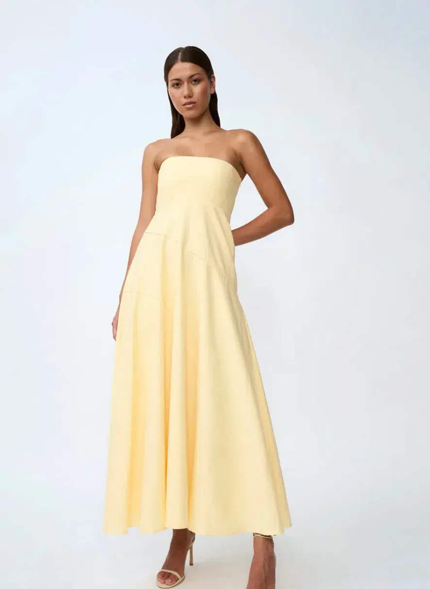 By Johnny Lemon Drop Strapless Dress Yellow Size 12  - Image 1