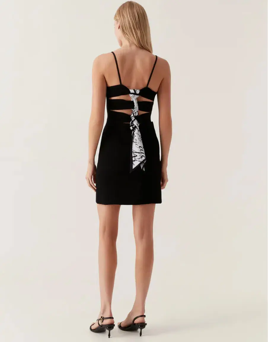 Aje Danica Tie Back Mini Dress Black Size 8  - Image 2