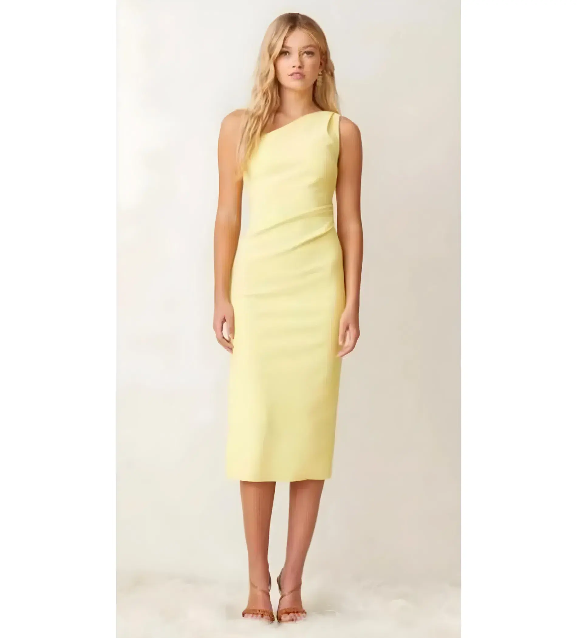 Bec & Bridge Gemma Asymetrical Midi Dress Lemon Size 8  - Image 1