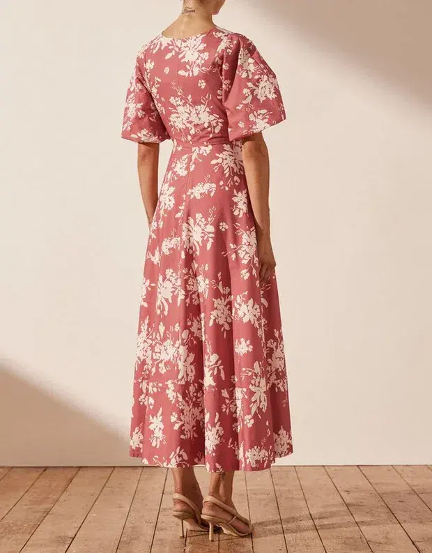 Shona Joy Cali Short Sleeve Cut Out Midi Dress Print Size 10  - Image 2