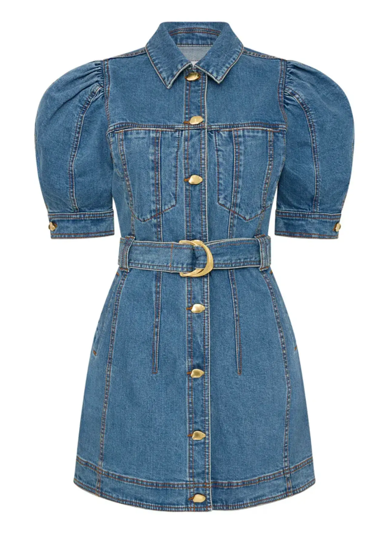 AJE Adriana Puff Sleeve Mini Dress 90's Wash Size 10  - Image 3