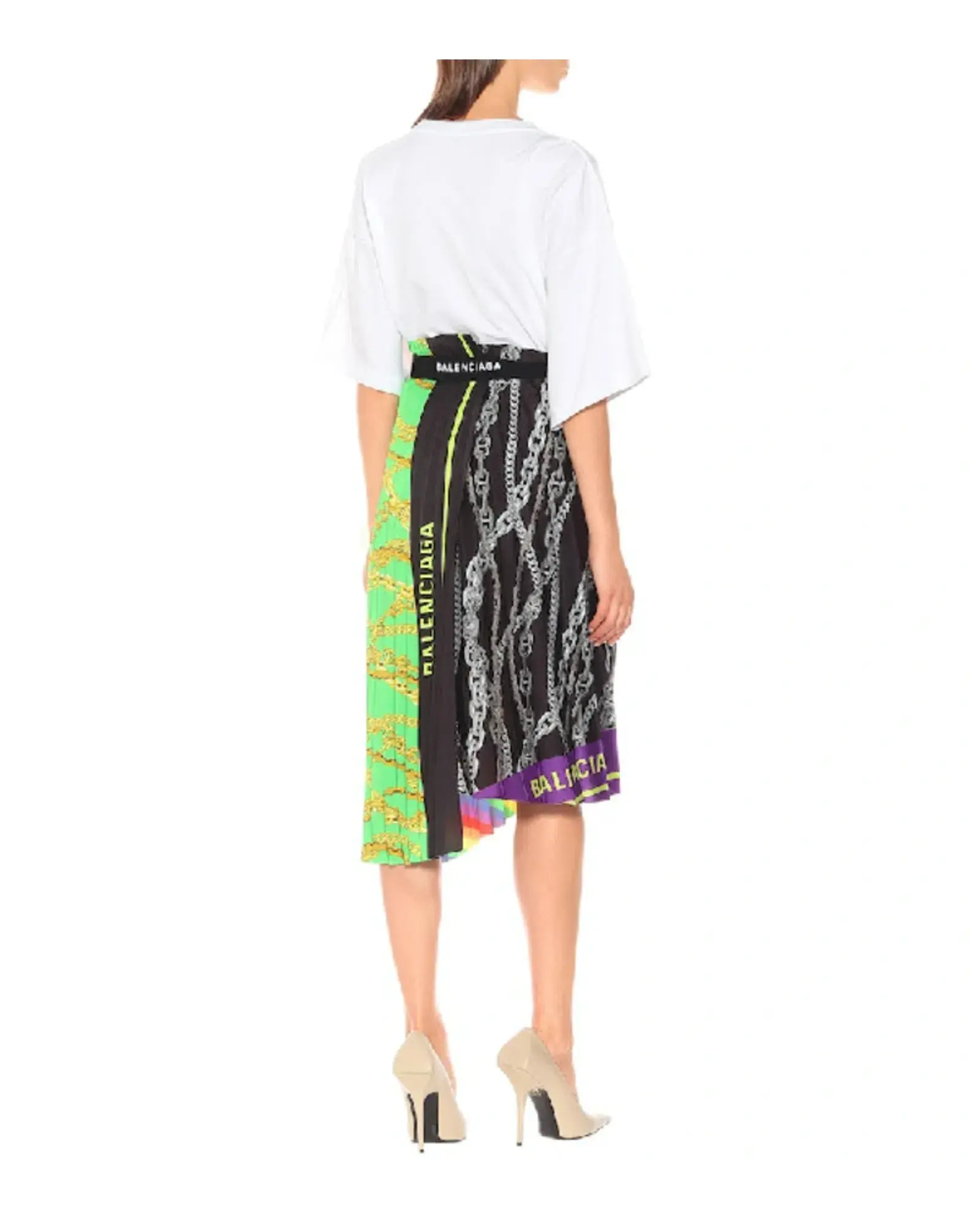 Balenciaga Rainbow Scarf Pleated Skirt Multi Size 8 - Image 2