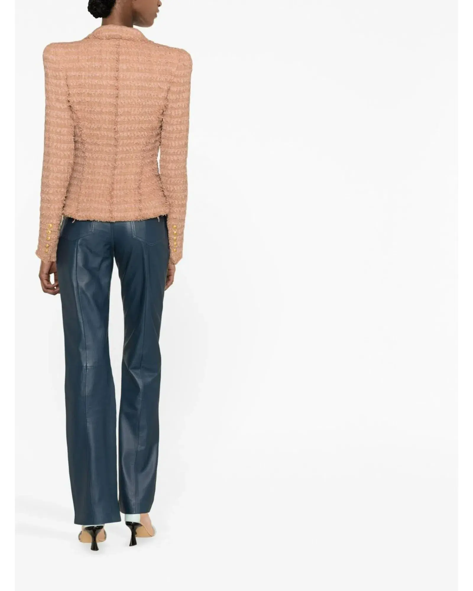 Balmain Double-Breasted Cotton-blend Bouclé Blazer Neutrals Size 8 - Image 2