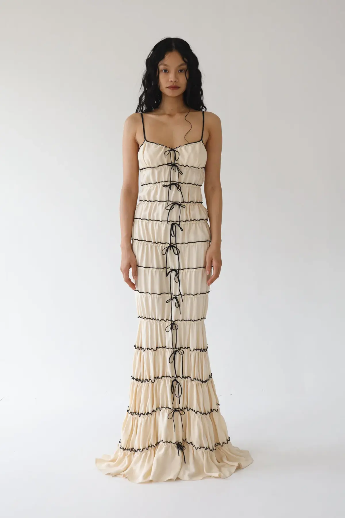 Mirror Palais Tunnel Ruffle Gown Shell Size 8 - Image 1